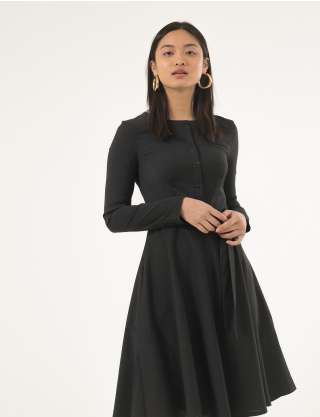Темно-сіра сукня з поясом