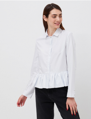 Біла блуза з баскою