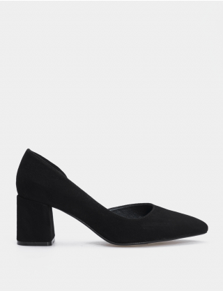 Жіночі чорні замшеві туфлі на підборах