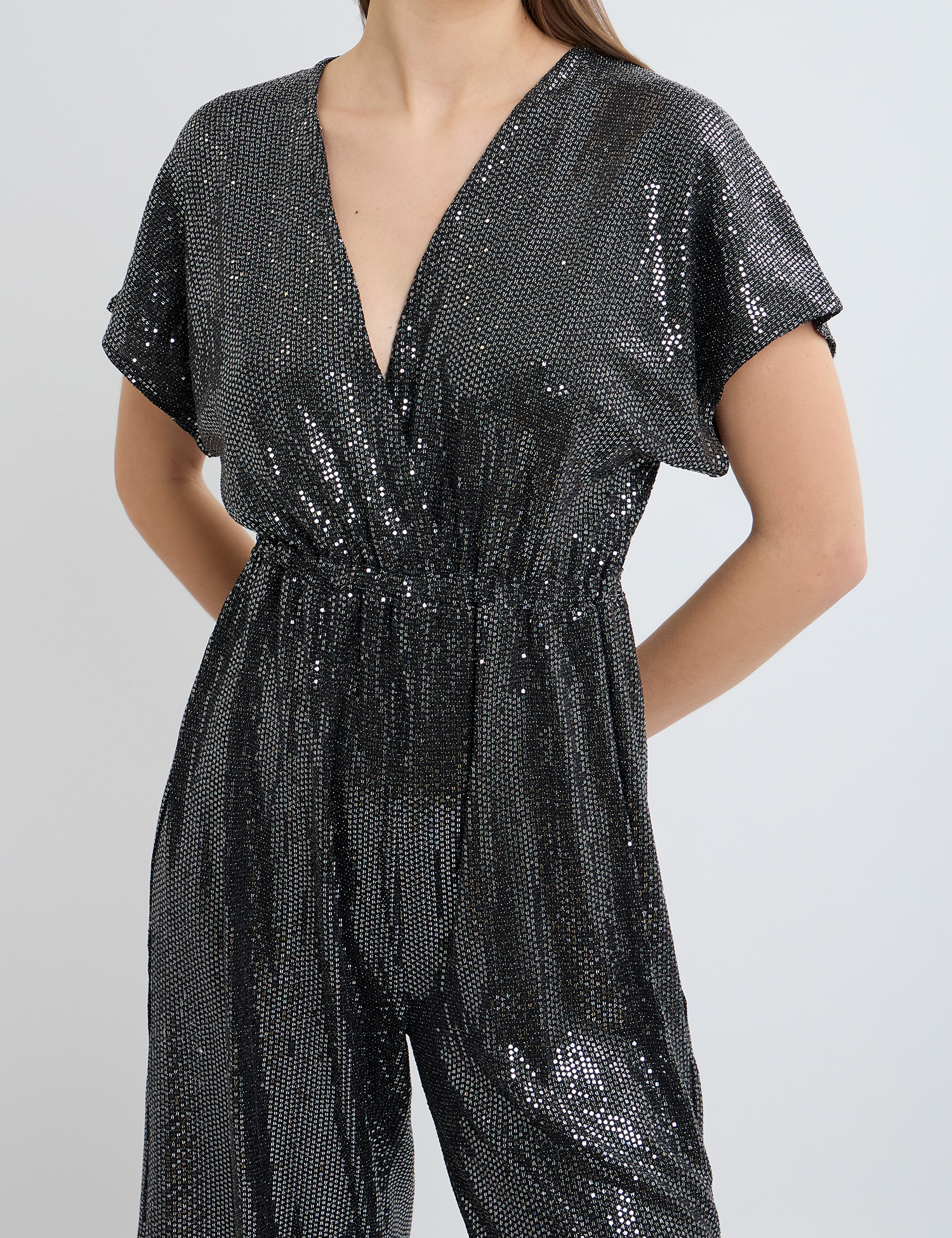 Картинка Комбінезон з ефектом блиску та акцентом на талії