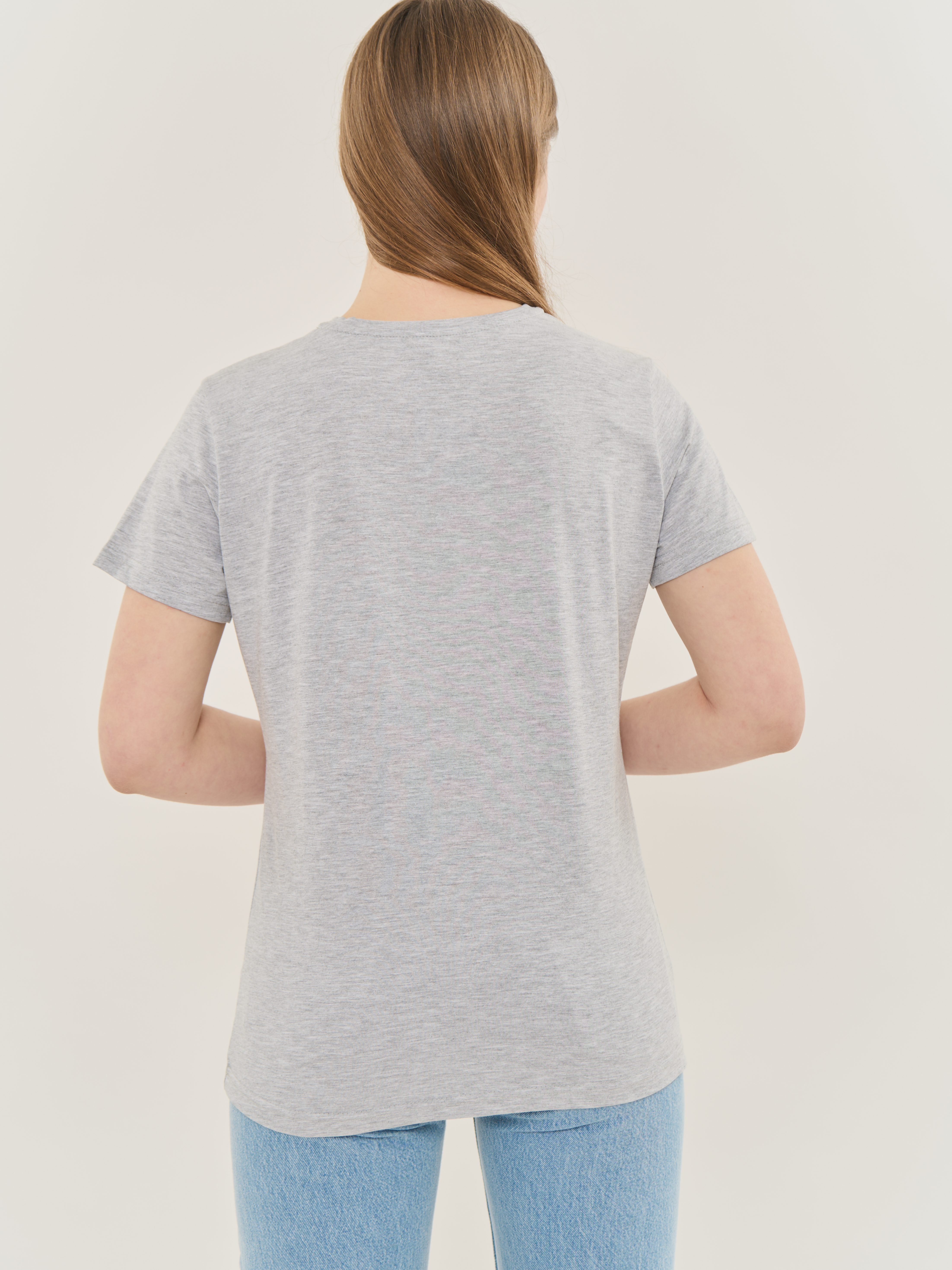 Image Жіноча сіра футболка з принтом