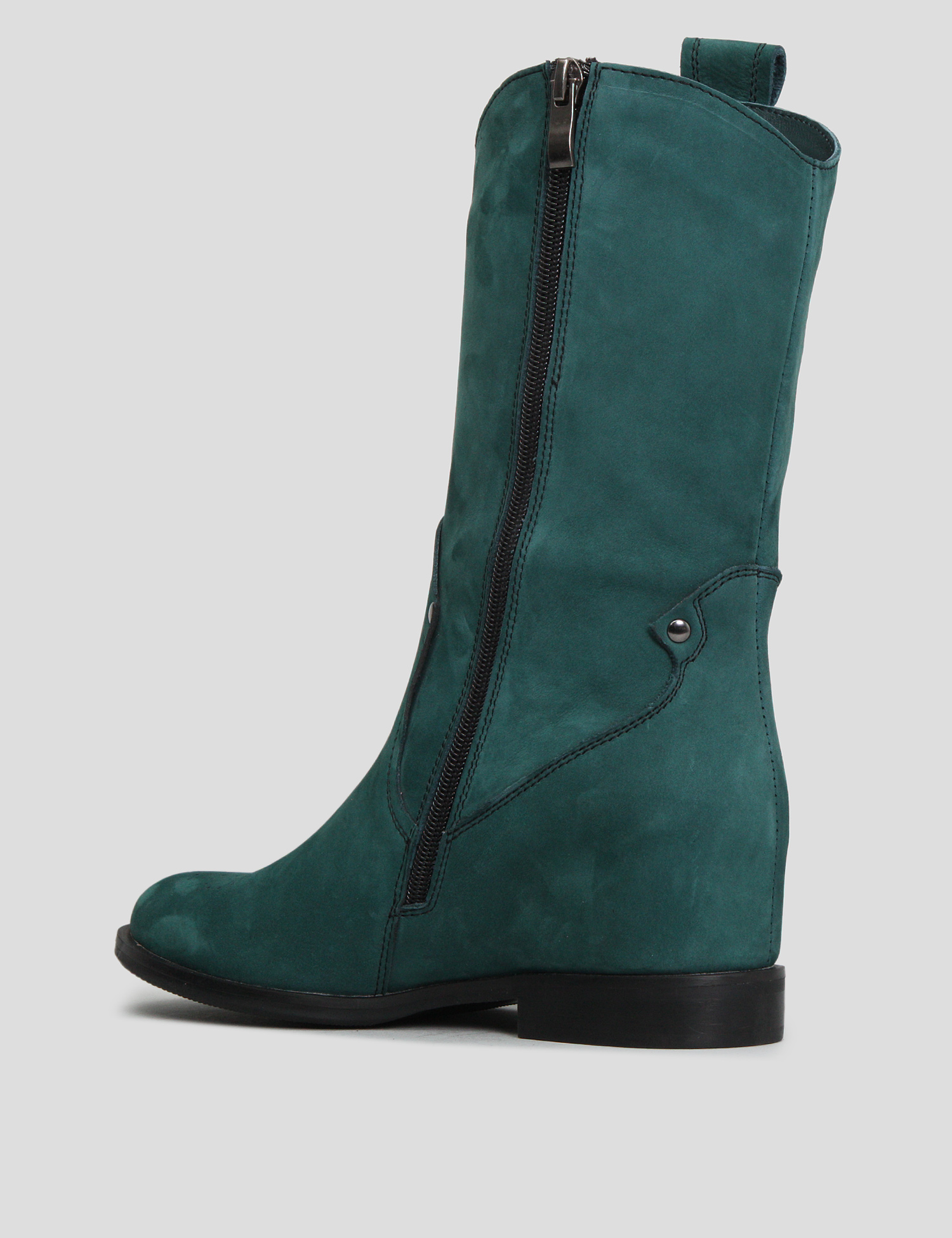 Картинка Жіночі зелені замшеві чоботи	