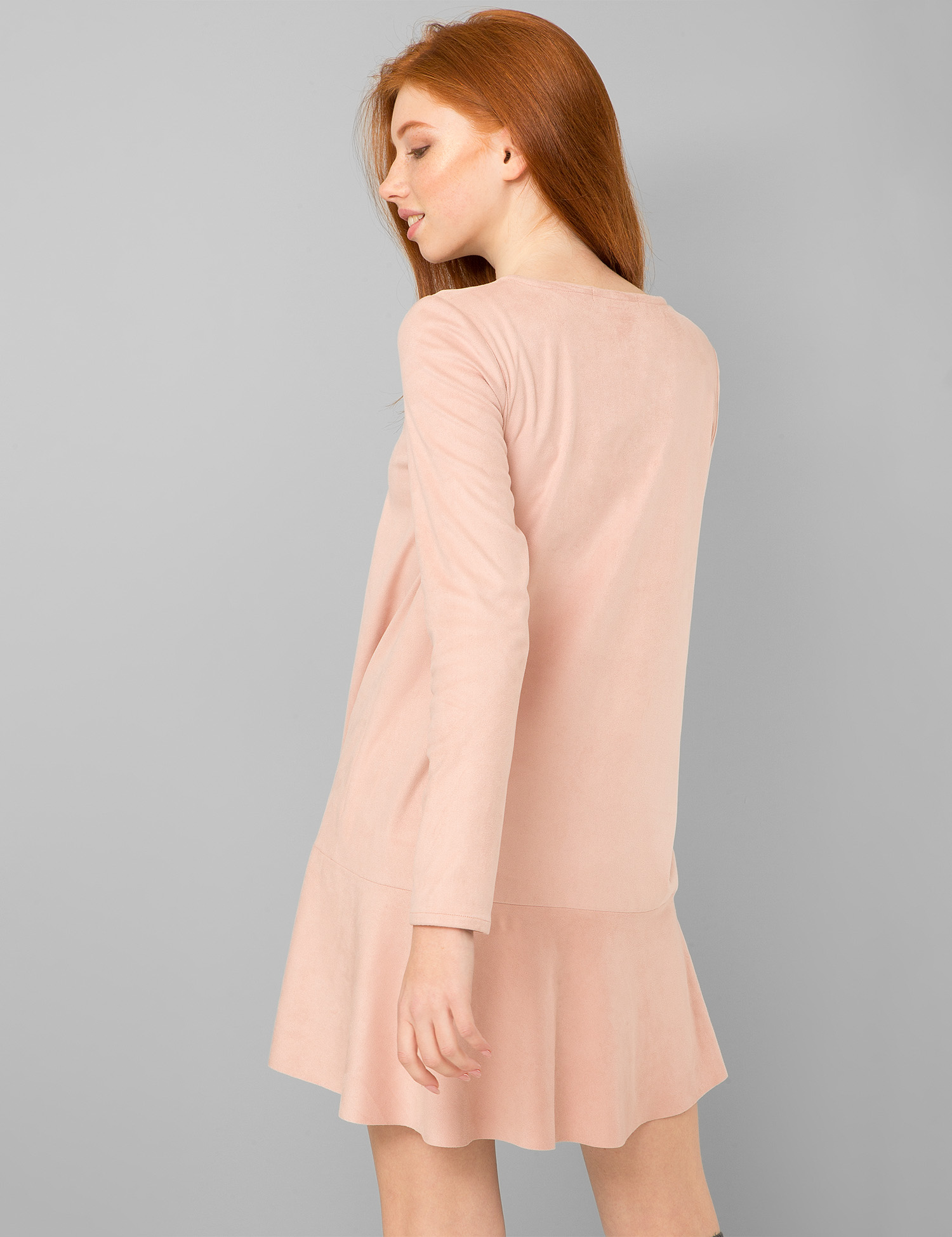 Картинка Жіноча рожева сукня із штучної замші	