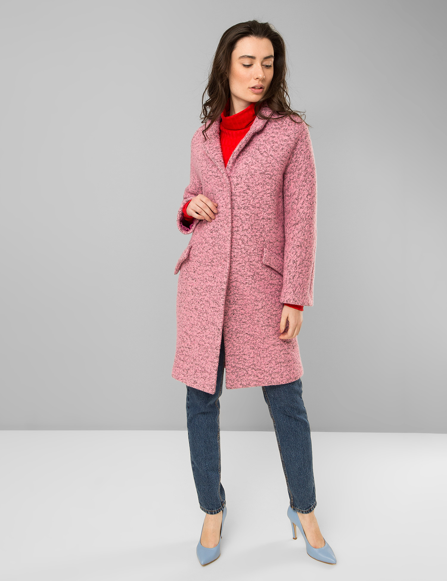 Картинка Жіноче рожеве вовняне пальто