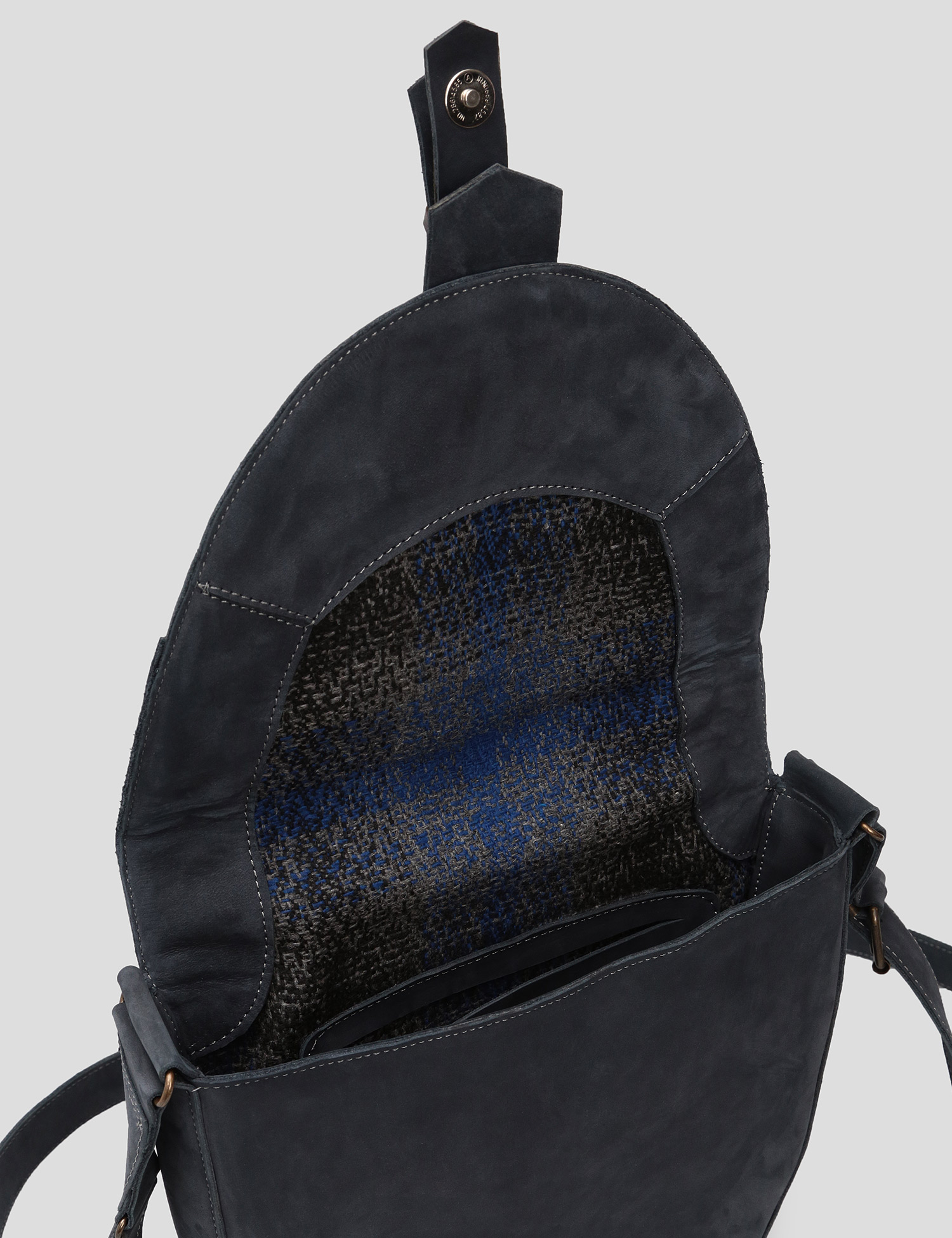 Картинка Жіноча синя шкіряна сумка через плече