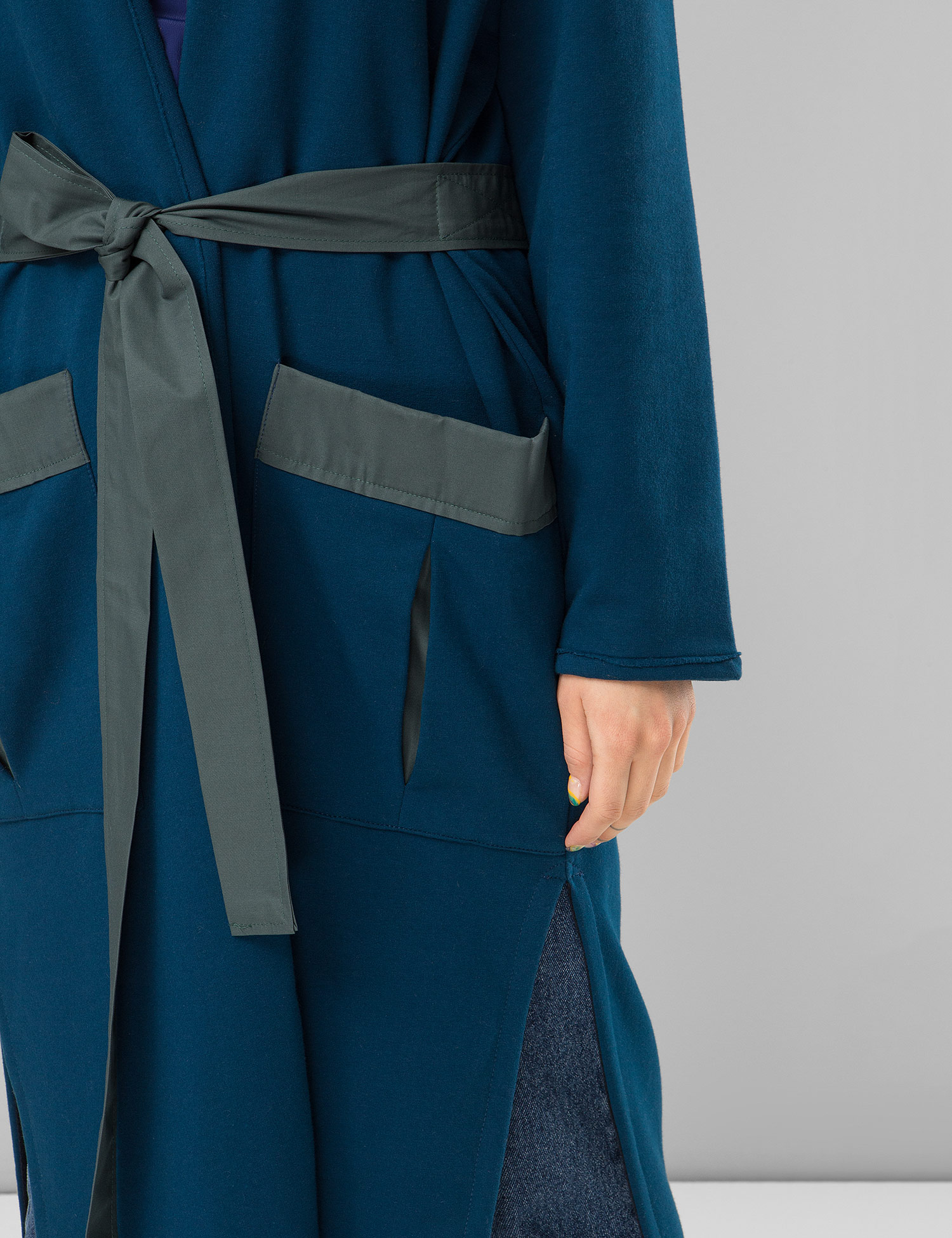 Картинка Жіночий синій утеплений кардиган