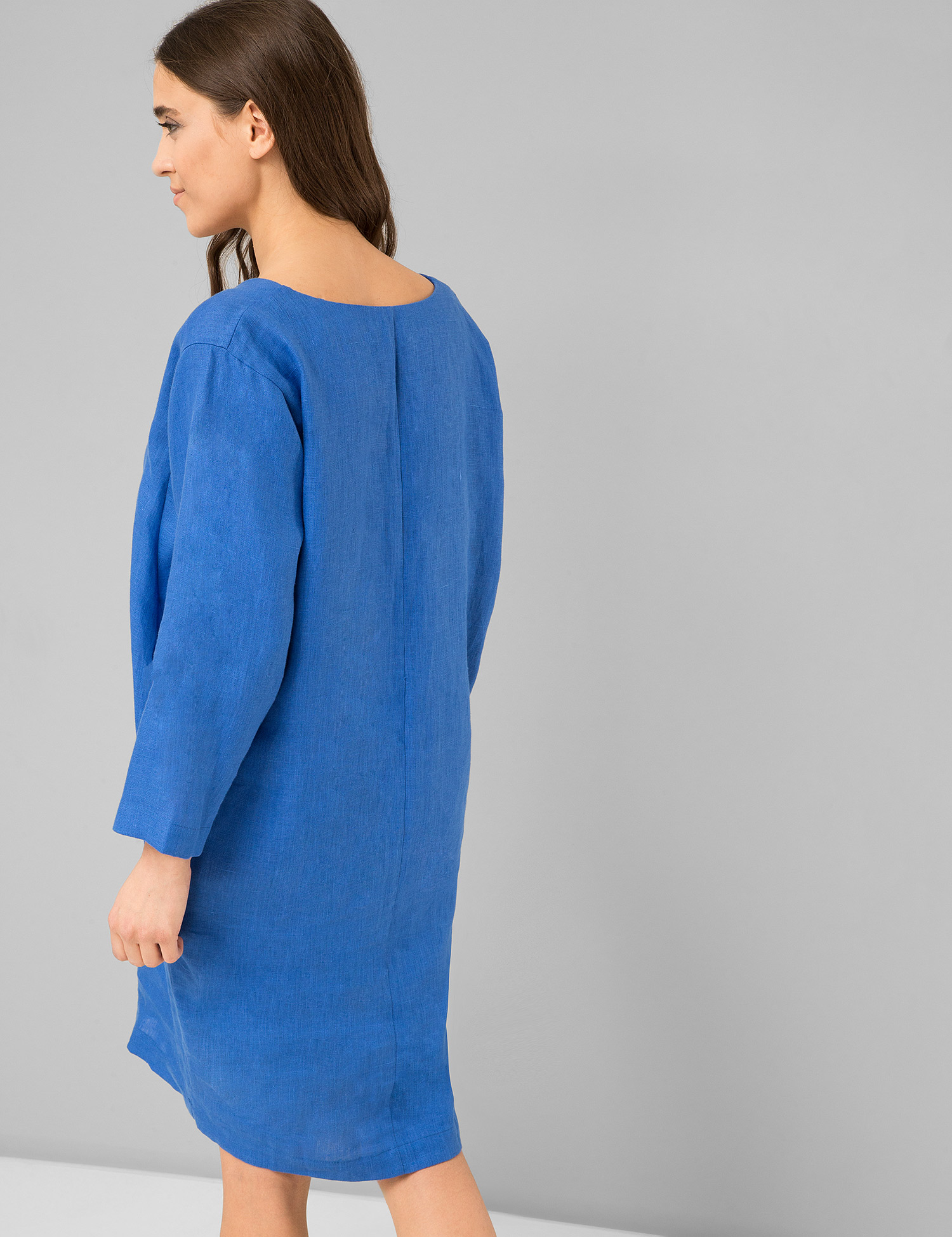 Картинка Жіноча синя лляна сукня	