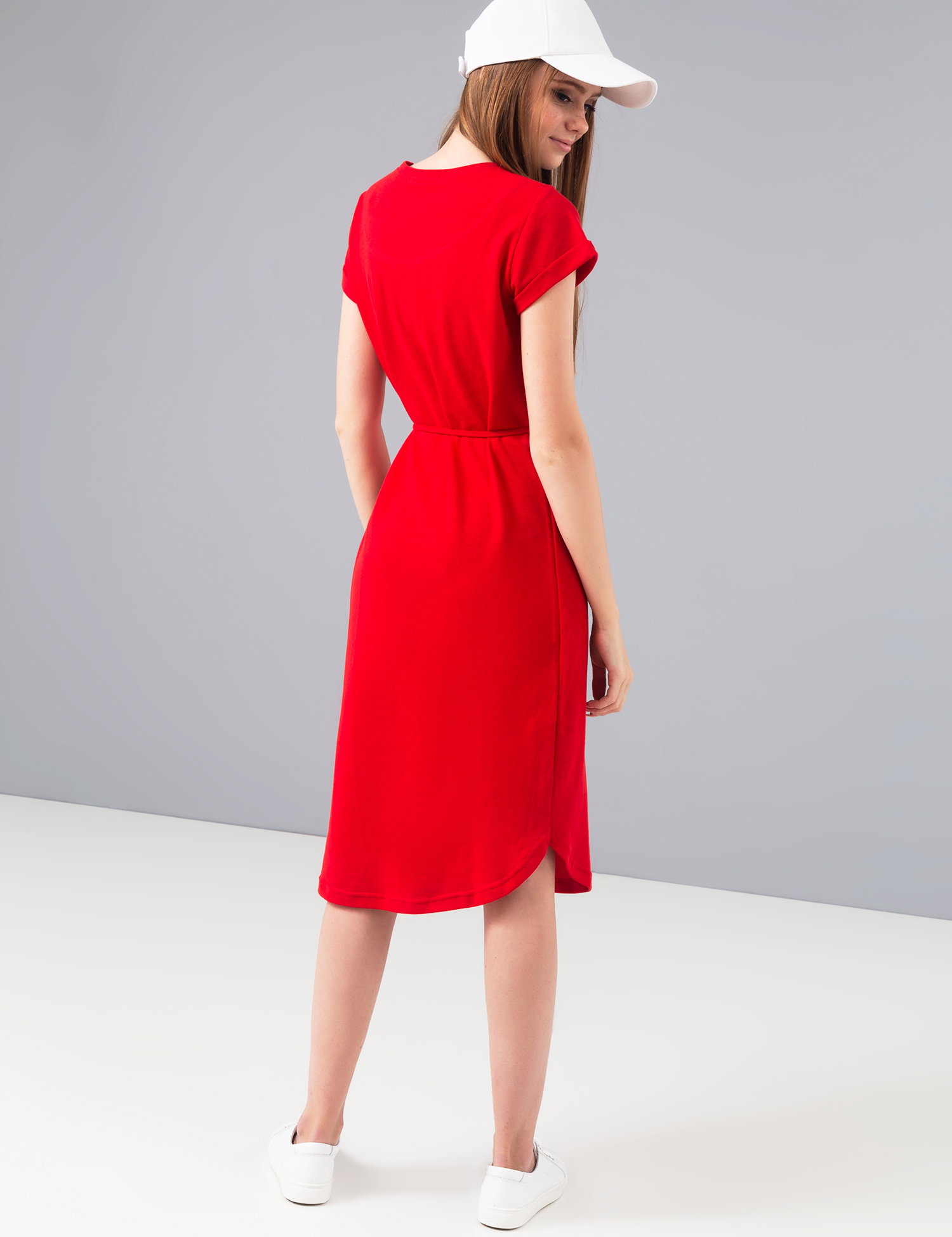 Картинка Жіноча червона сукня-футболка