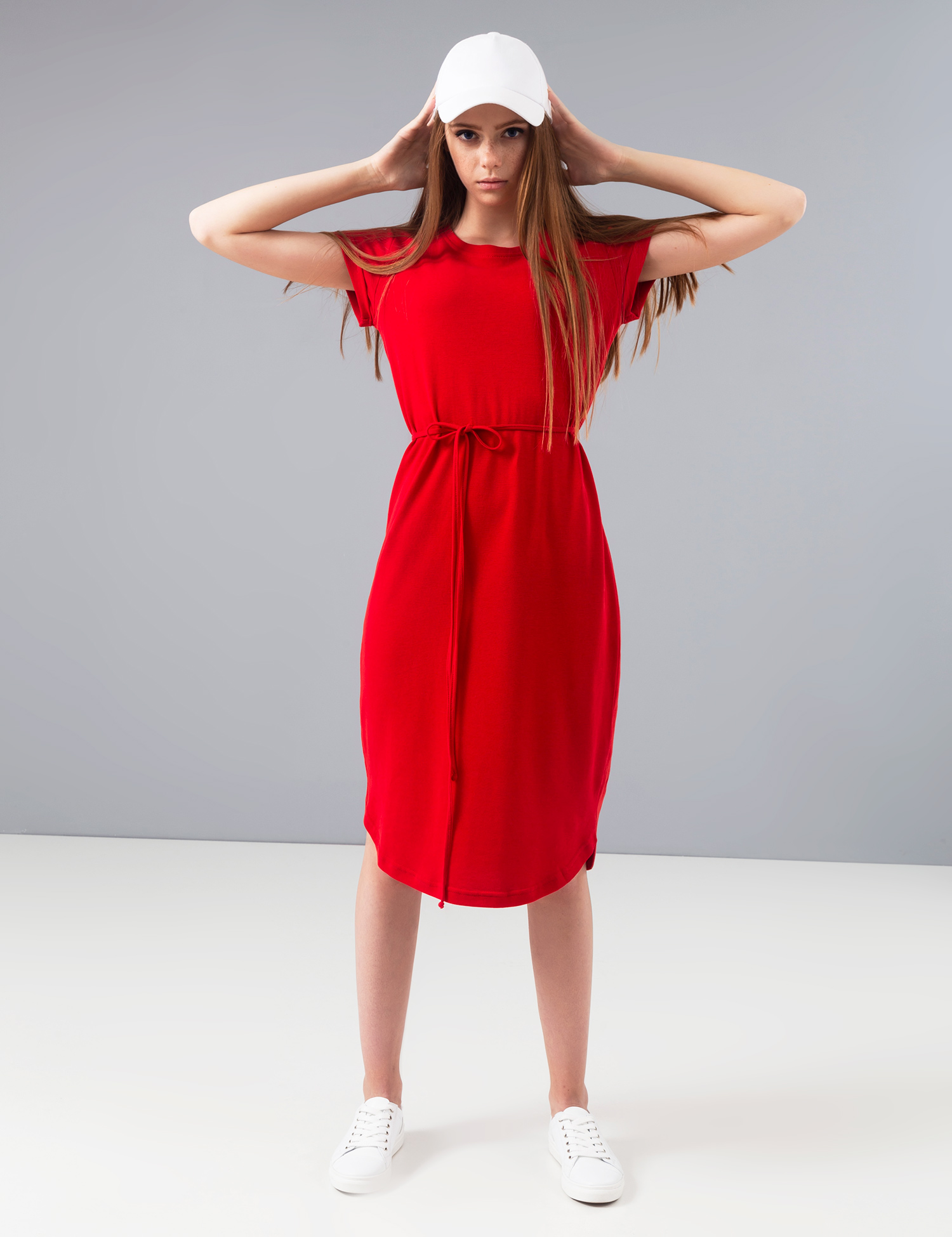 Картинка Жіноча червона сукня-футболка