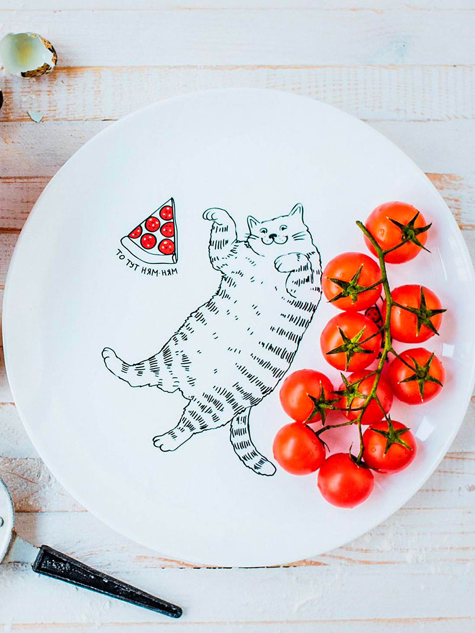 Картинка Тарілка "Кіт з піцою"