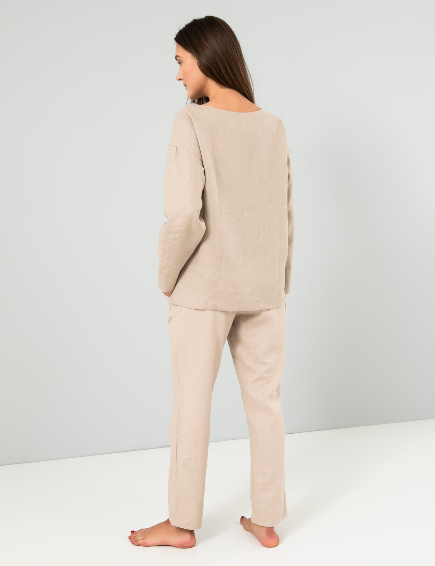 Картинка Жіноча сіра лляна піжама