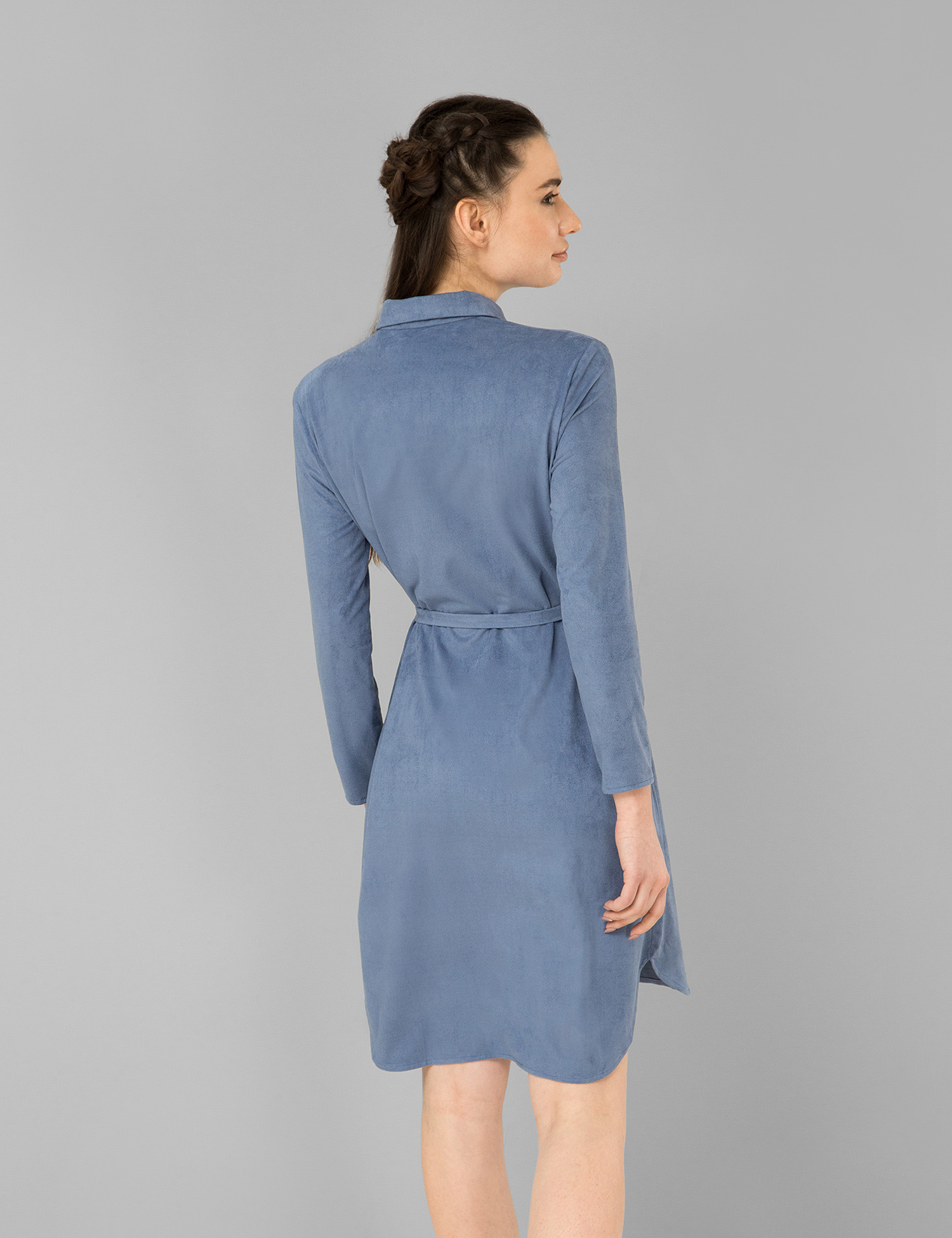 Картинка Жіноча синя сукня-сорочка
