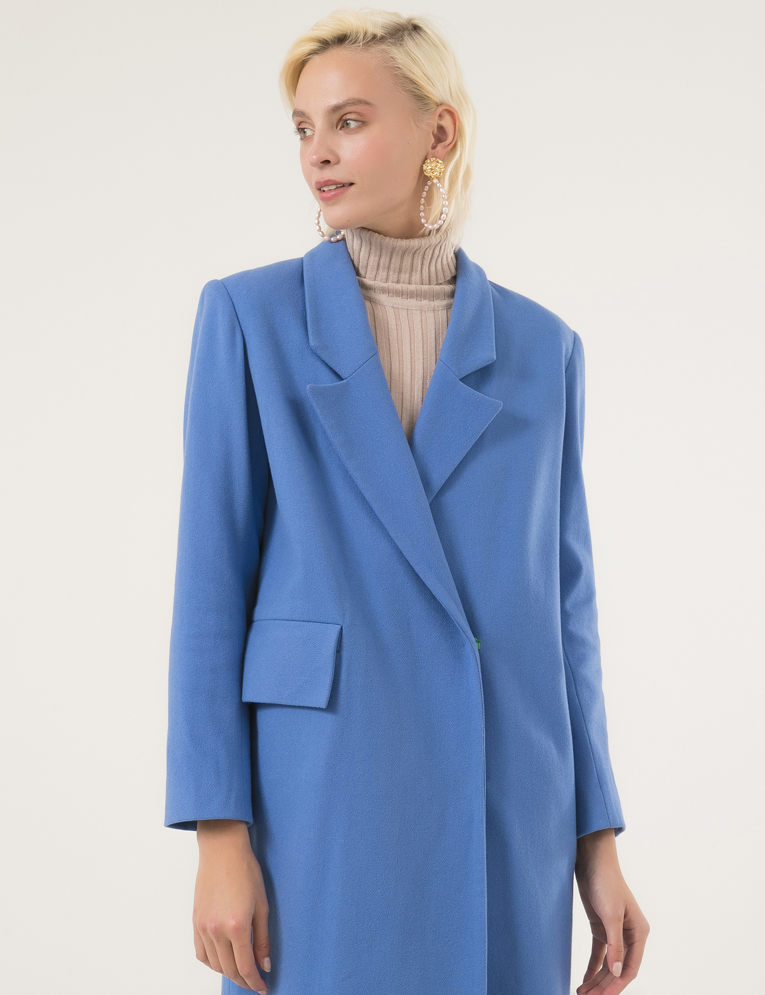 Картинка Жіноче синьо-сіре пальто