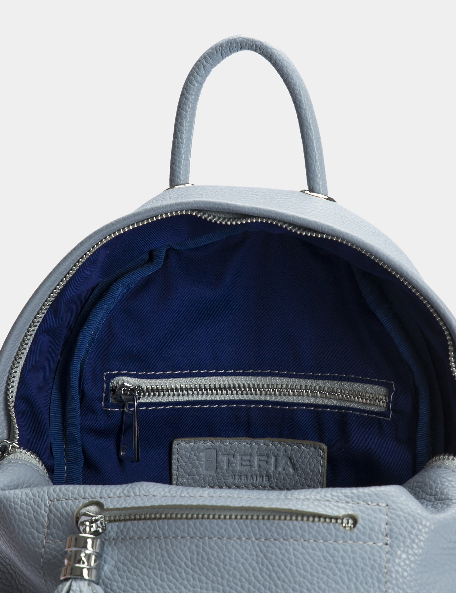 Картинка Жіночий блакитний шкіряний рюкзак