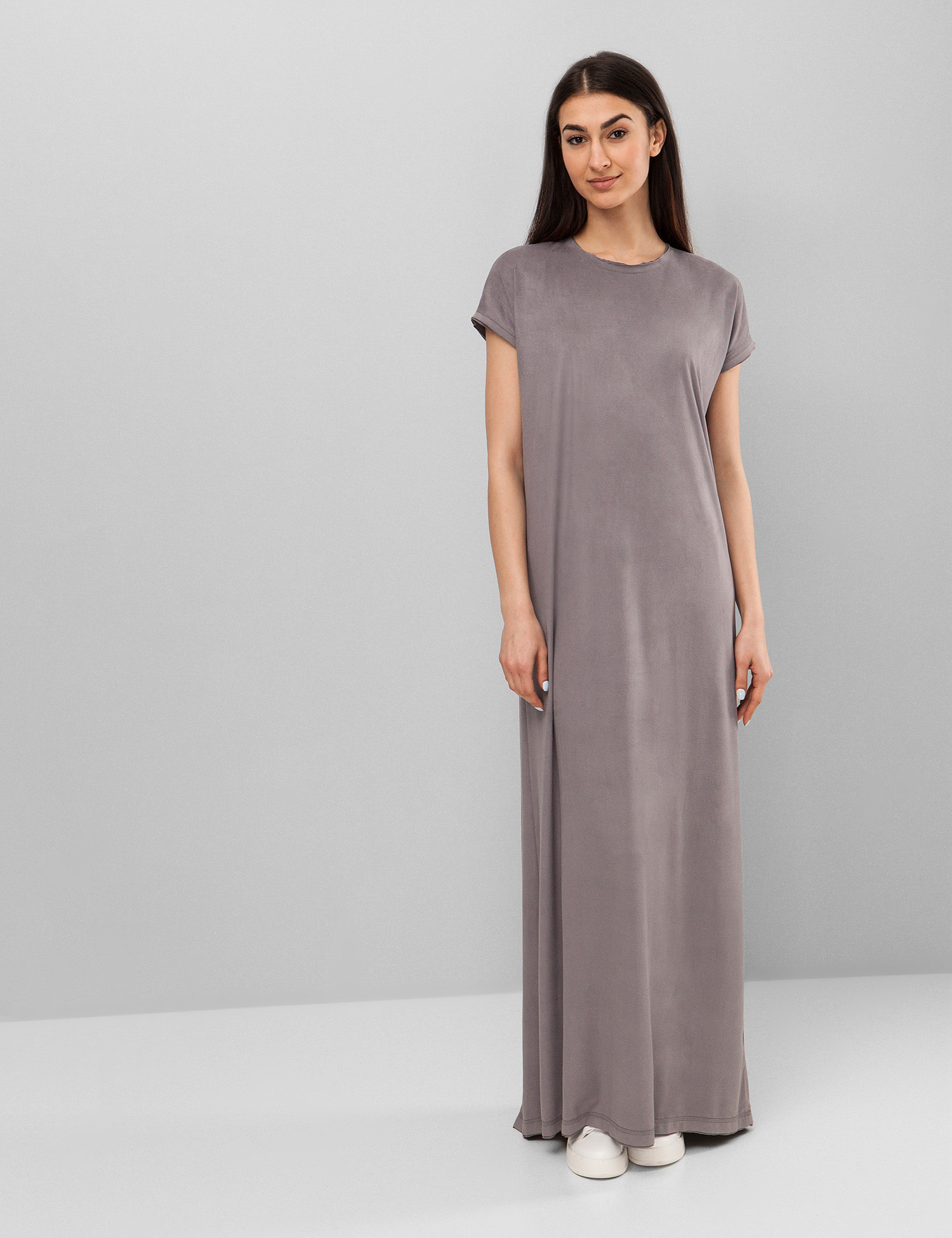 Картинка Жіноча сіра сукня зі штучної замші