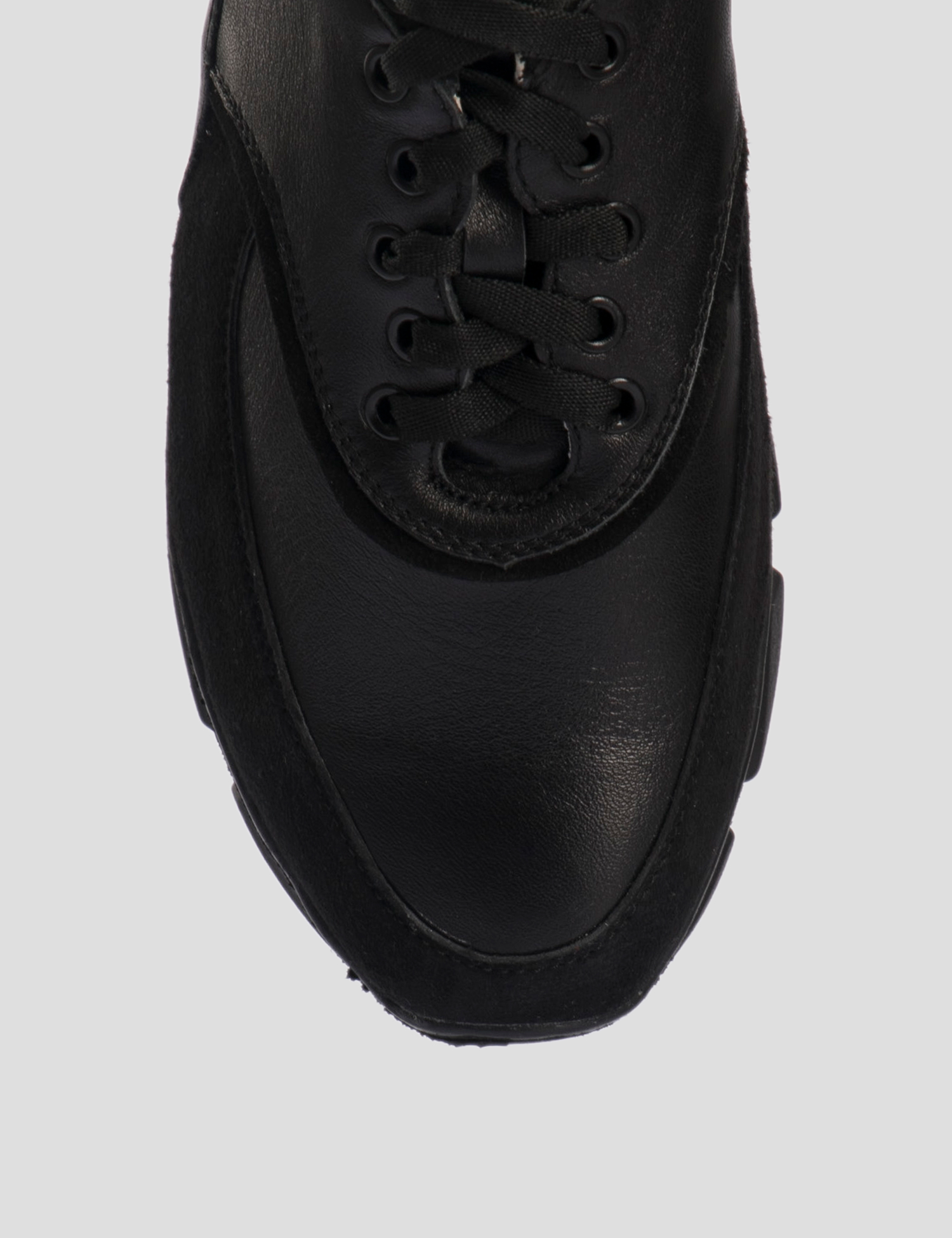 Картинка Жіночі чорні шкіряні кросівки