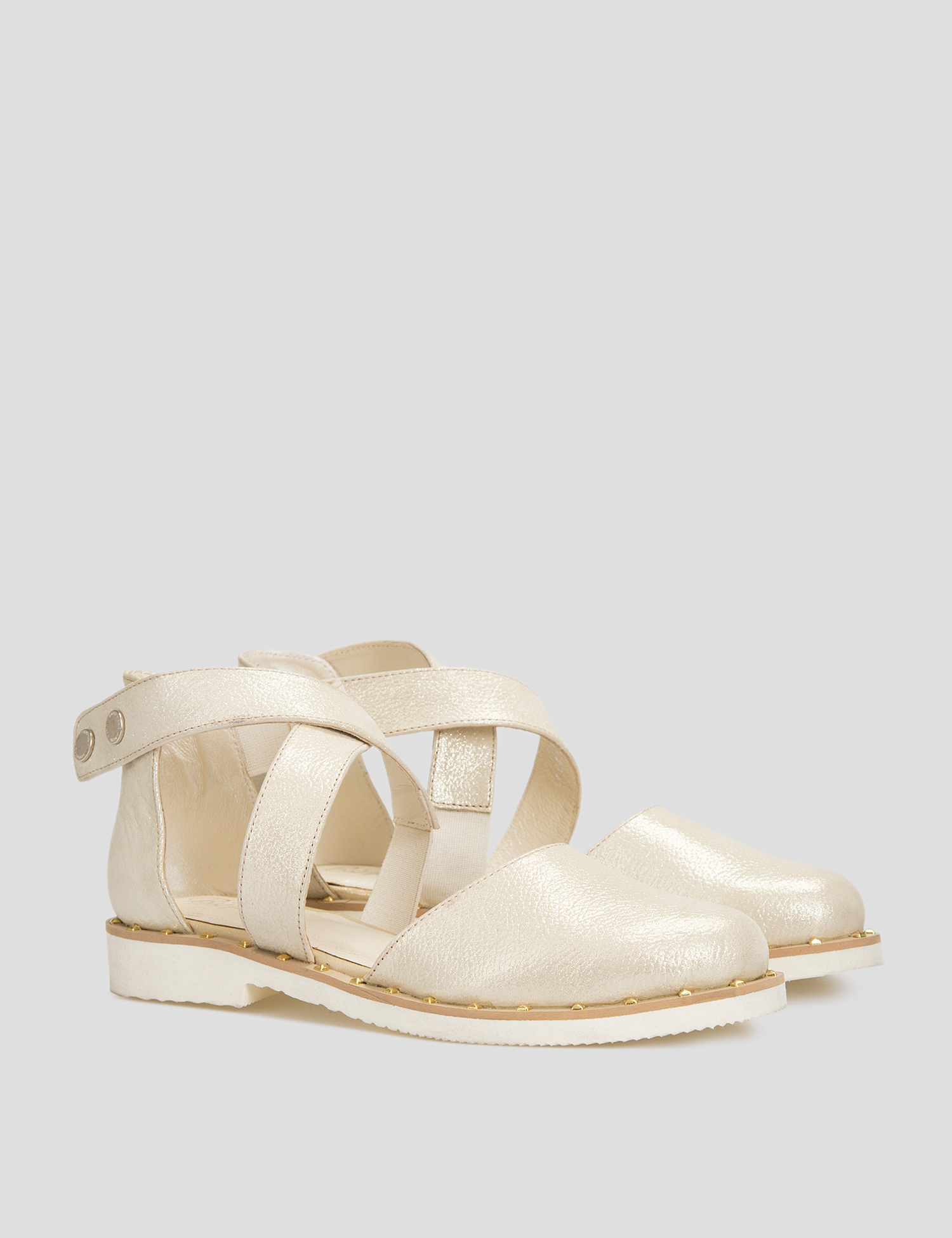 Картинка Жіночі бежеві шкіряні босоніжки