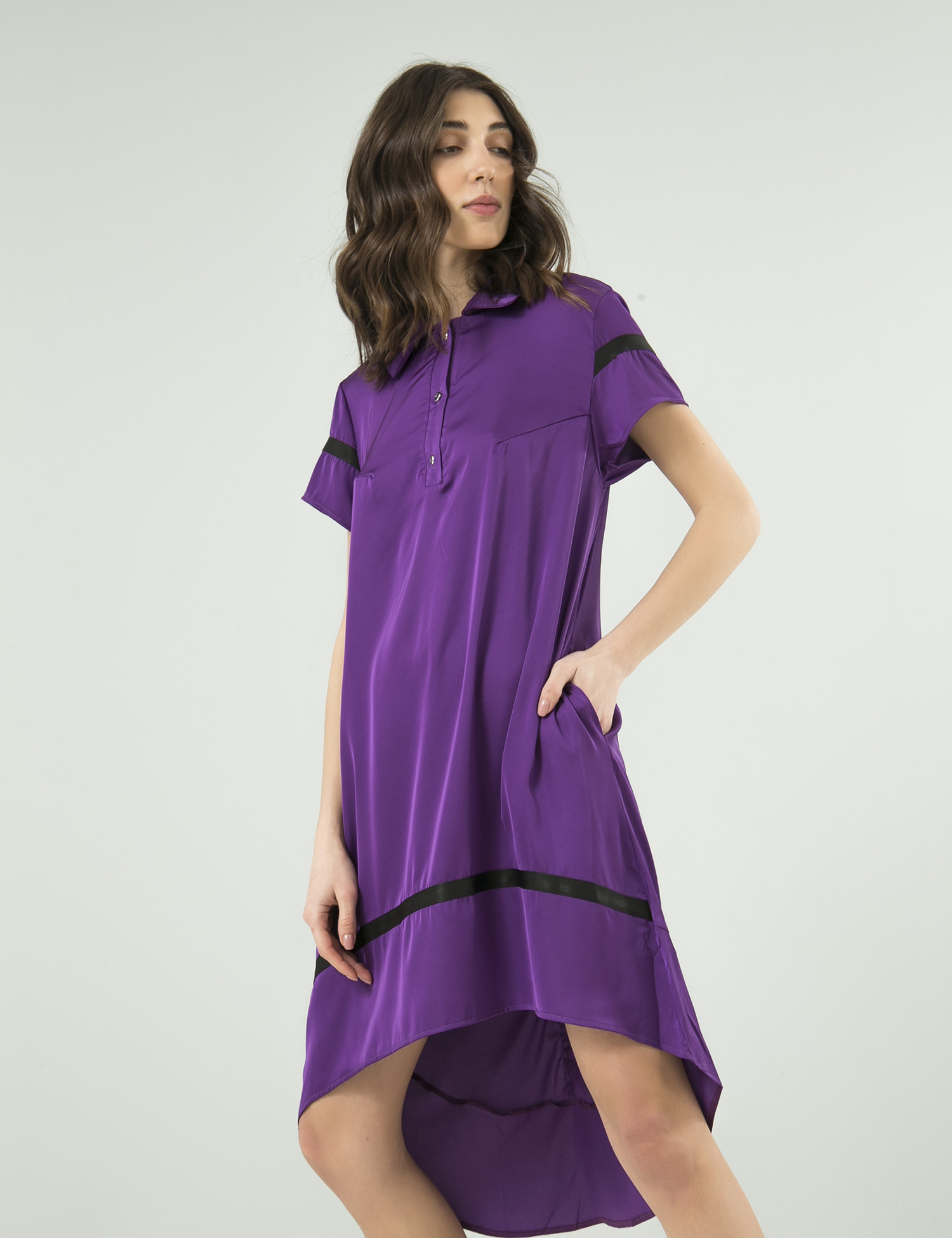 Картинка Фіолетова асиметрична  сукня-сорочка