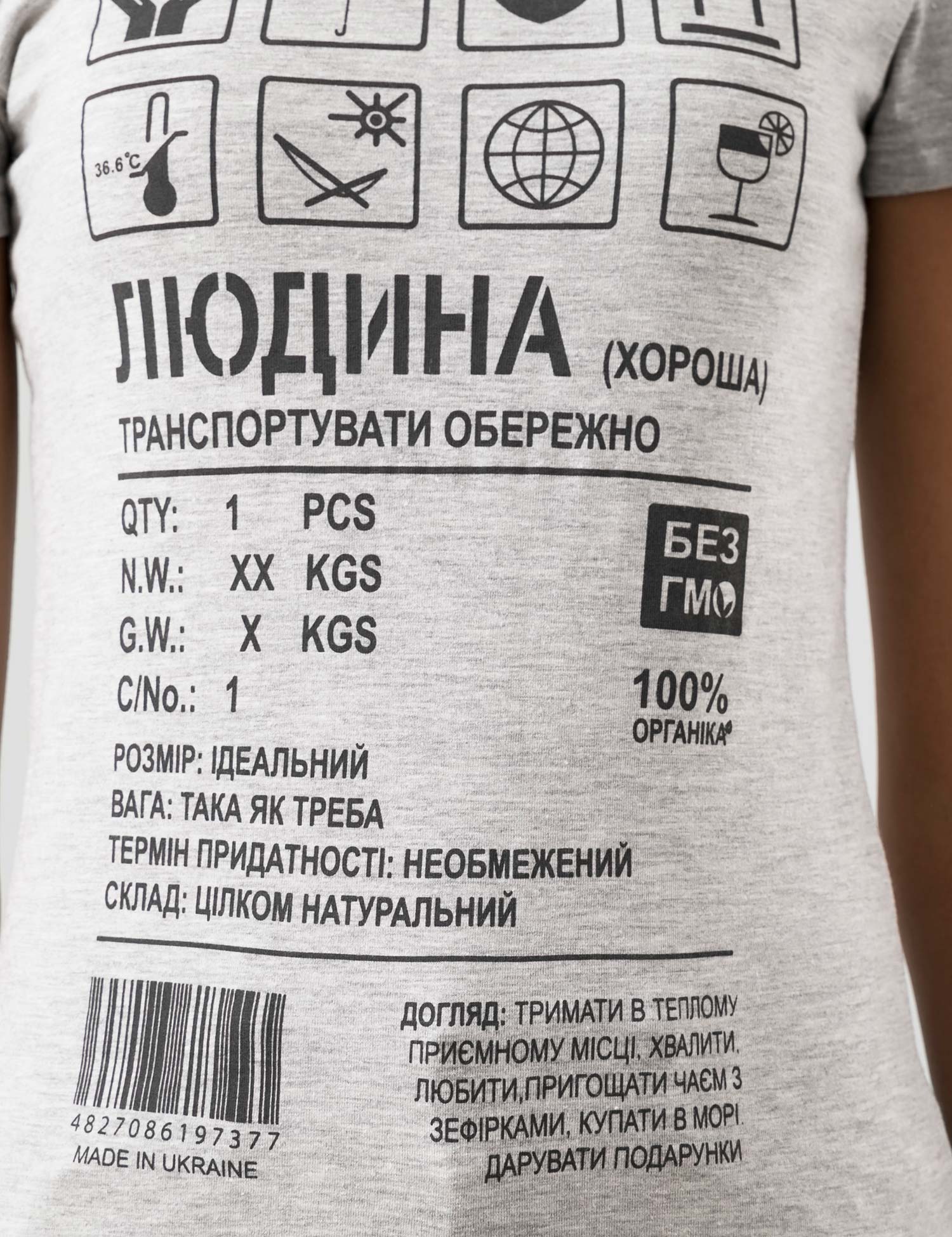 Картинка Футболка сіра з принтом