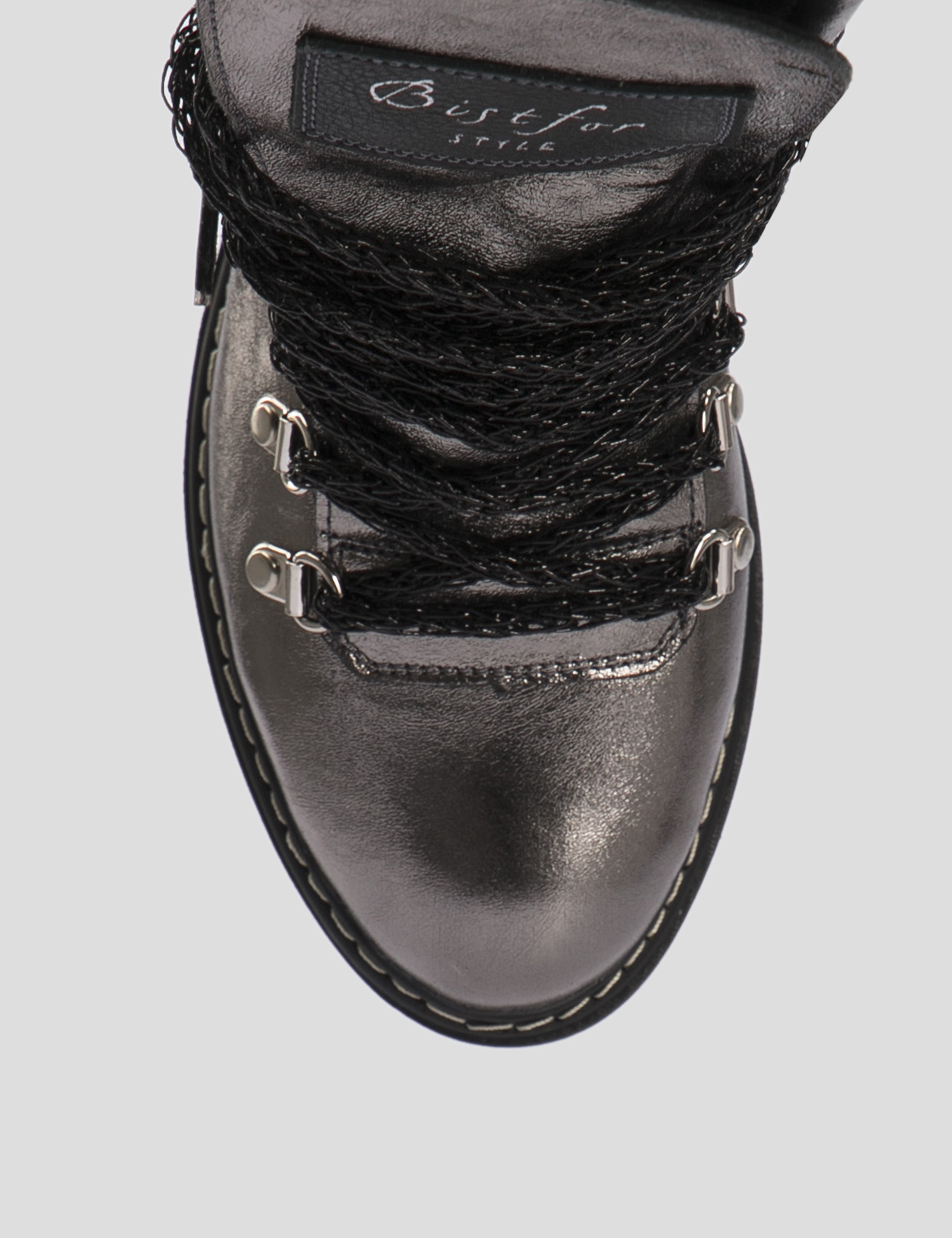 Картинка Жіночі сріблясті шкіряні черевики