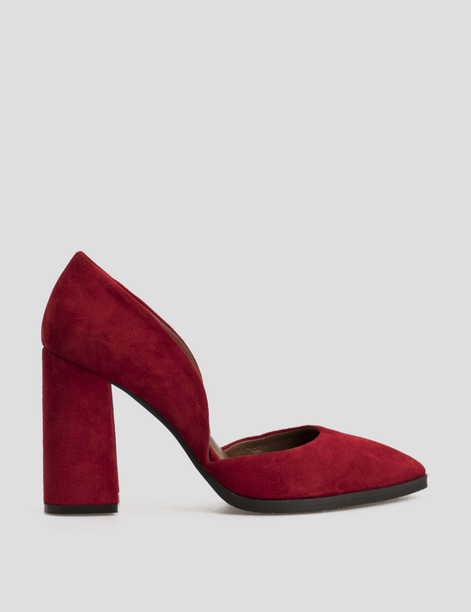 Картинка Жіночі червоні замшеві туфлі на підборах