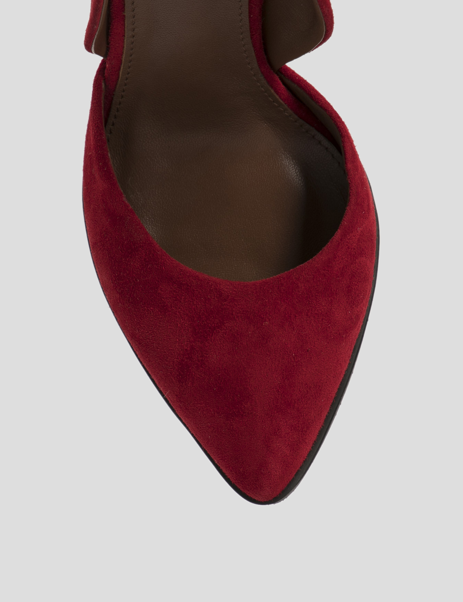 Картинка Жіночі червоні замшеві туфлі на підборах