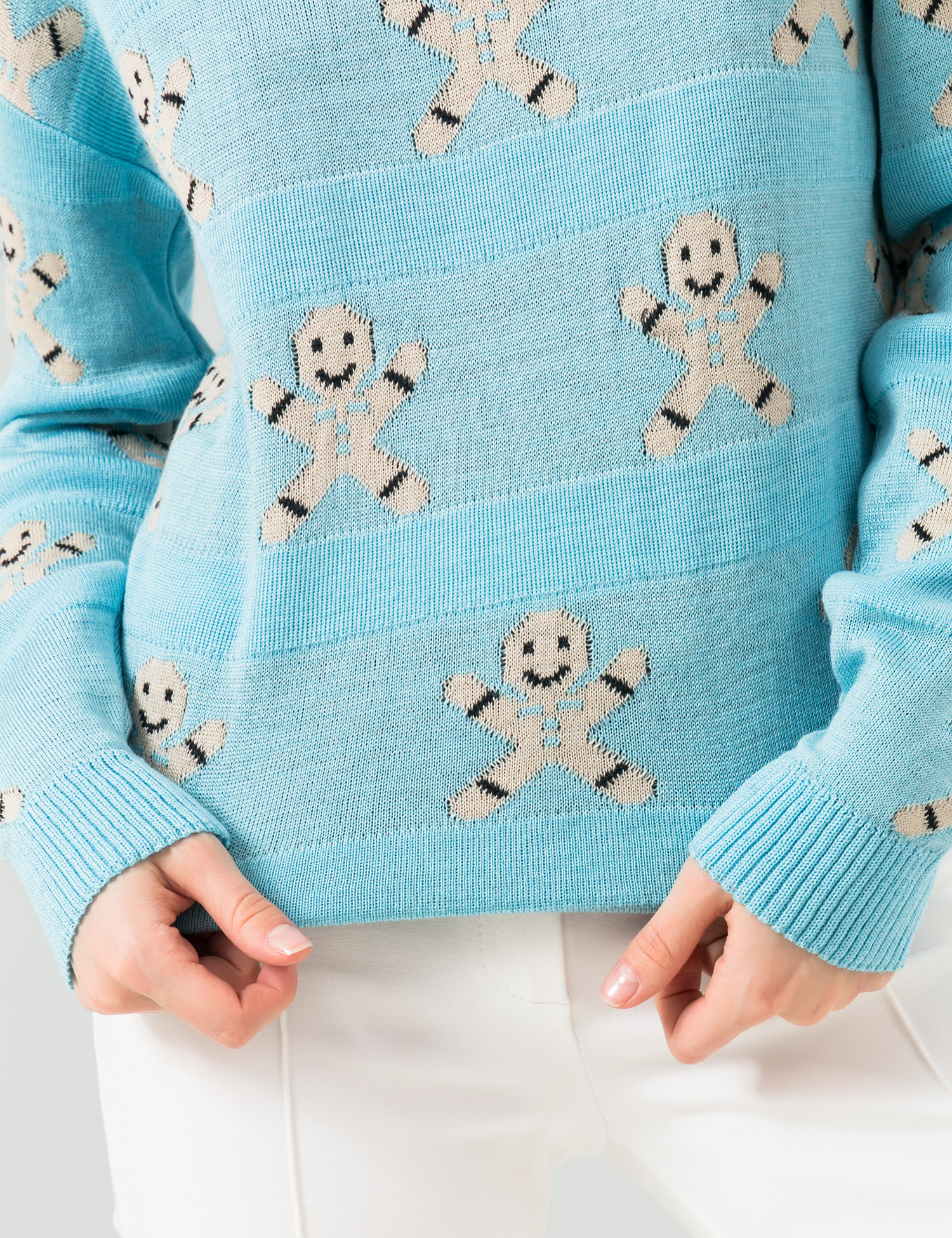 Картинка Жіночий блакитно-бежевий светр