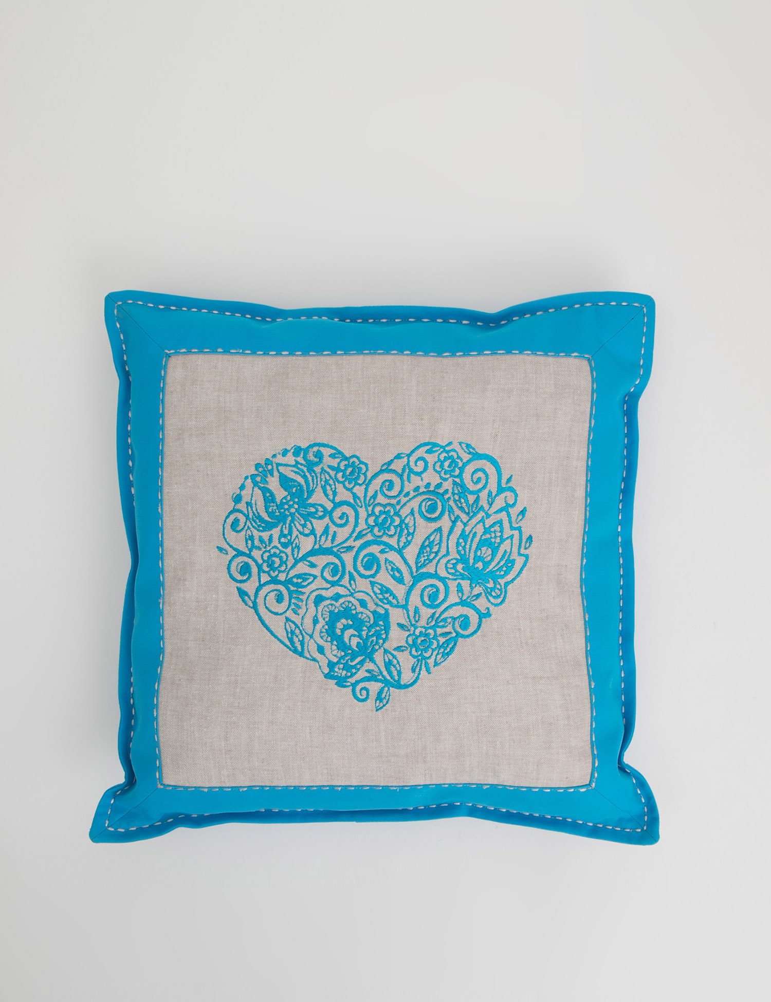 Картинка Блакитна лляна декоративна подушка
