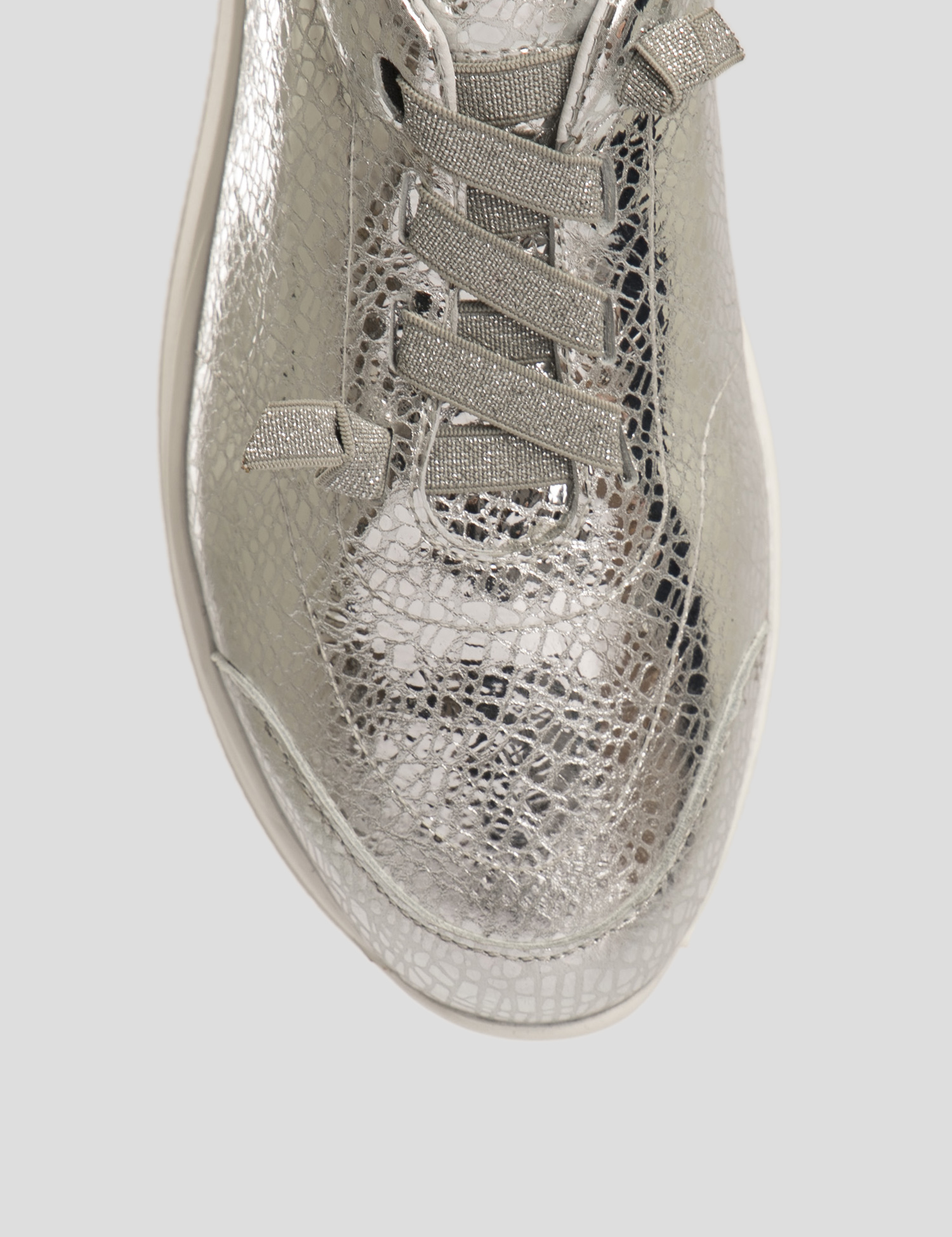 Картинка Жіночі срібні шкіряні кросівки
