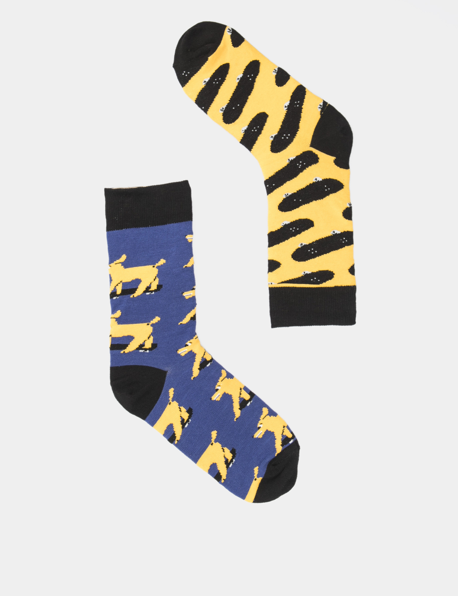 Картинка Жіночі синьо-жовті шкарпетки з візерунком