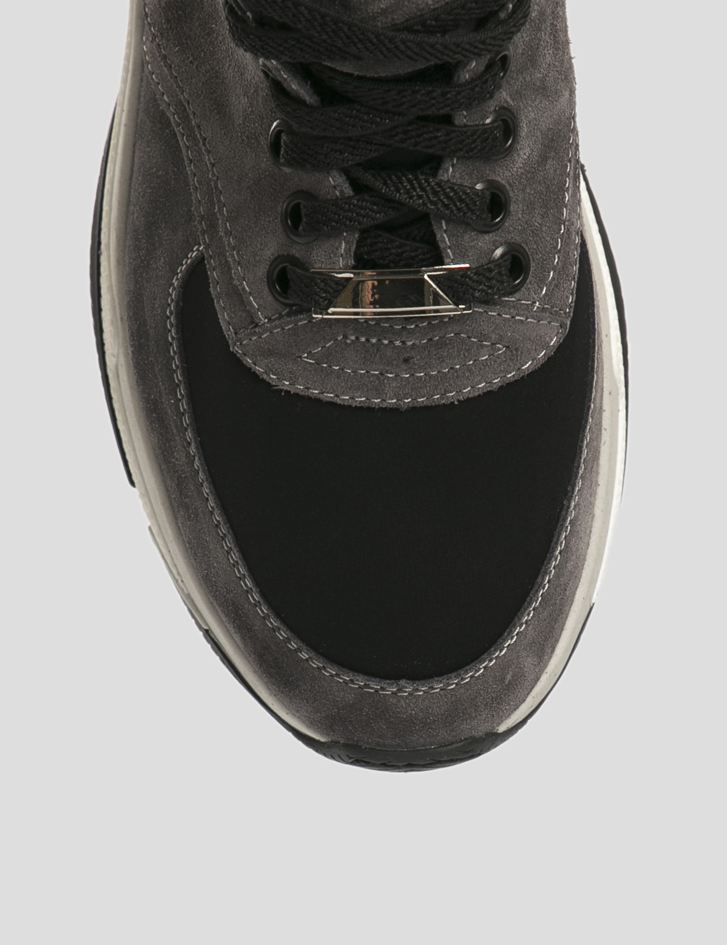 Картинка Жіночі сіро-чорні шкіряні кросівки