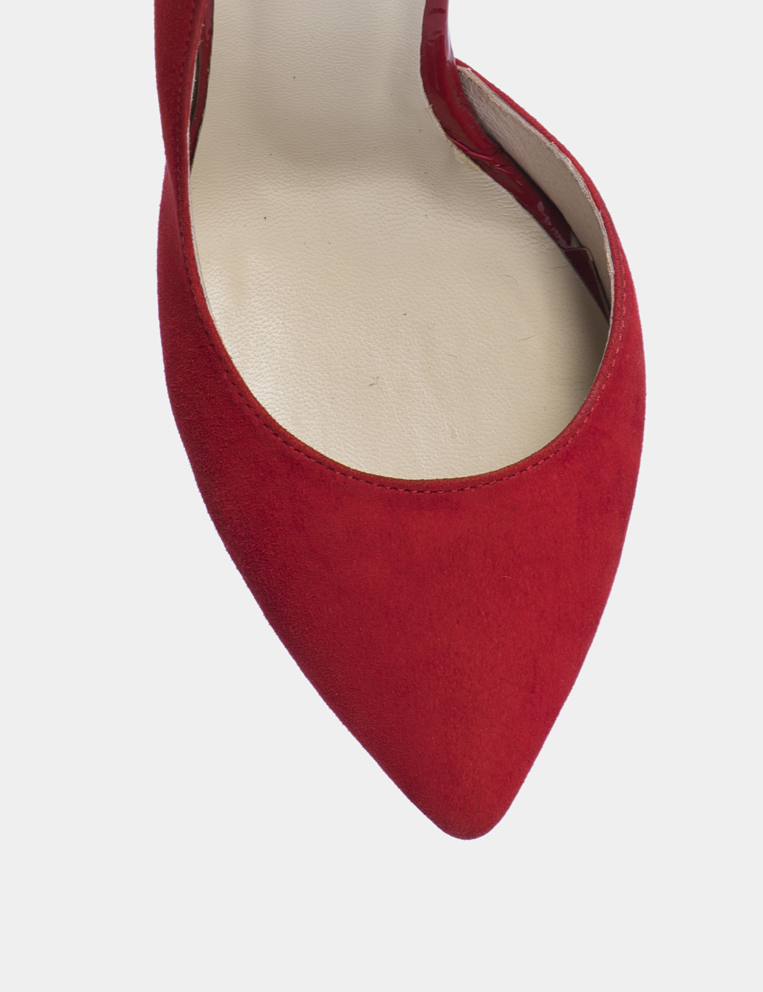 Картинка Жіночі червоні замшеві туфлі на підборах