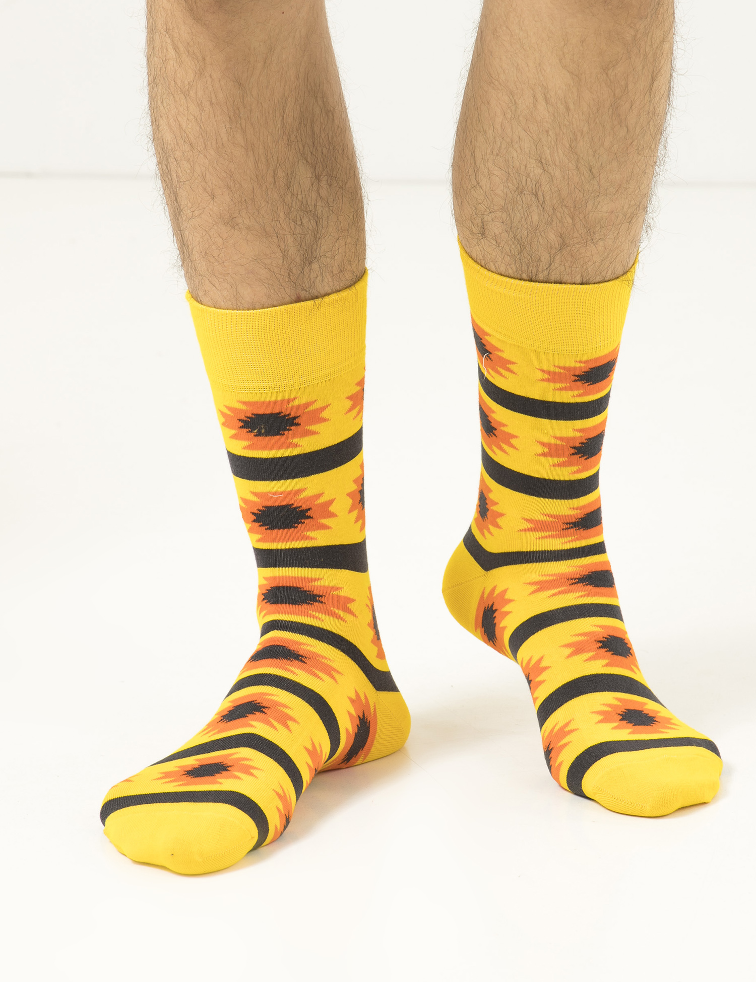 Картинка Чоловічі жовті шкарпетки з квітковим візерунком