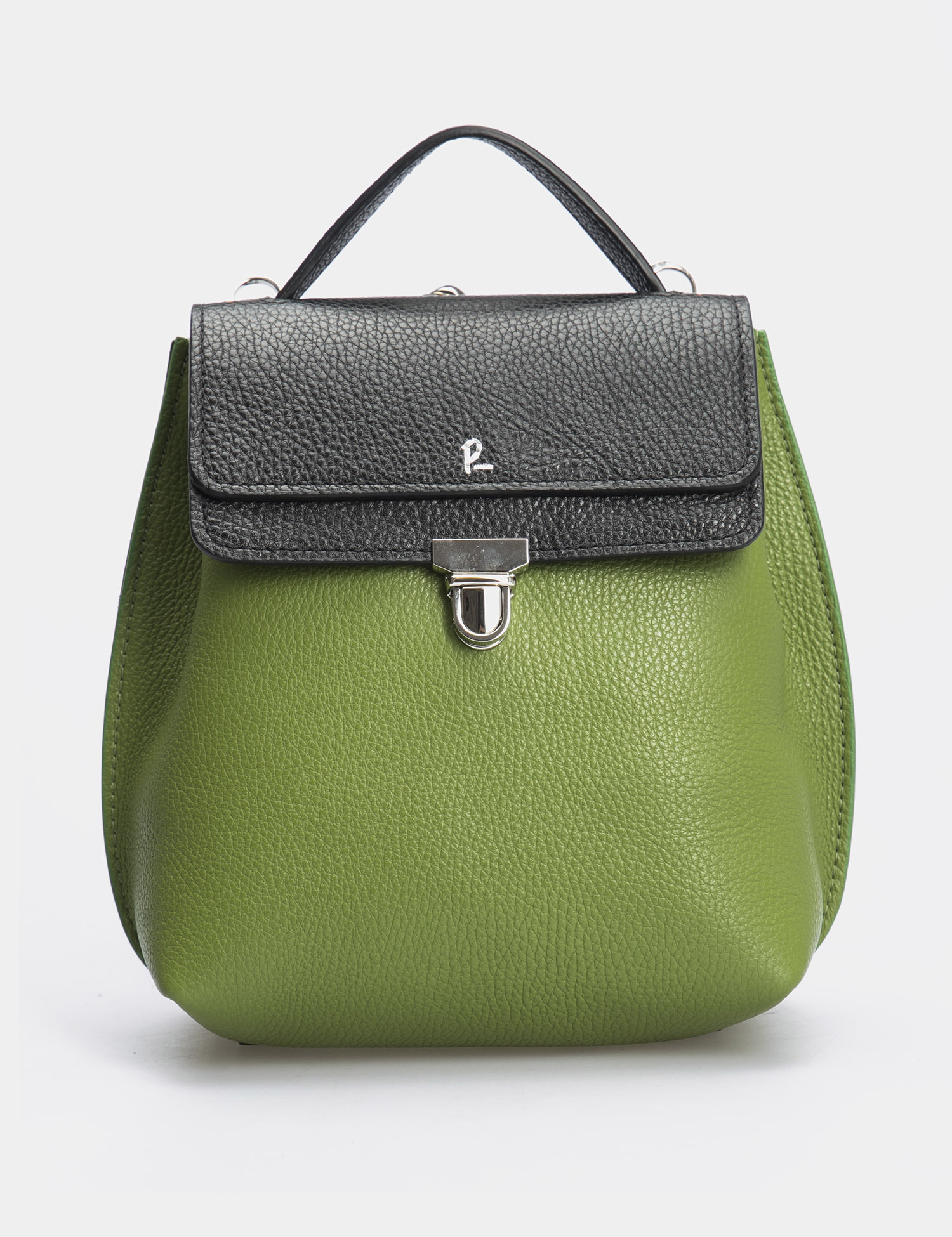 Картинка Жіночий темно-зелений шкіряний рюкзак