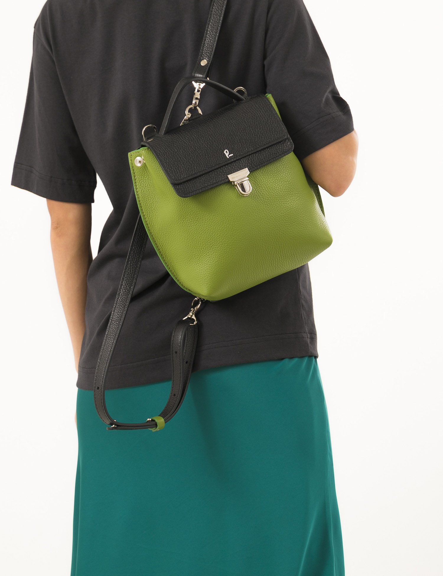 Картинка Жіночий темно-зелений шкіряний рюкзак