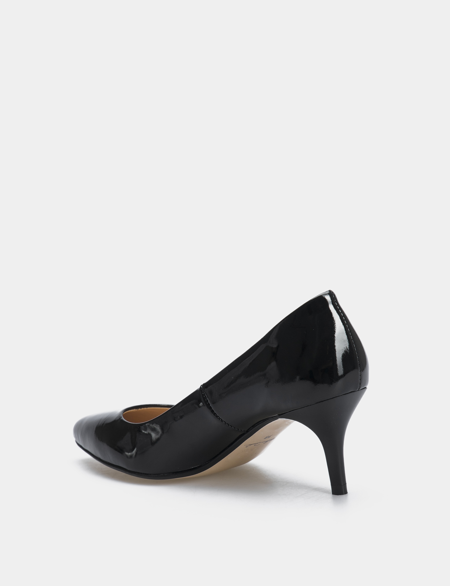 Картинка Жіночі чорні шкіряні туфлі на підборах