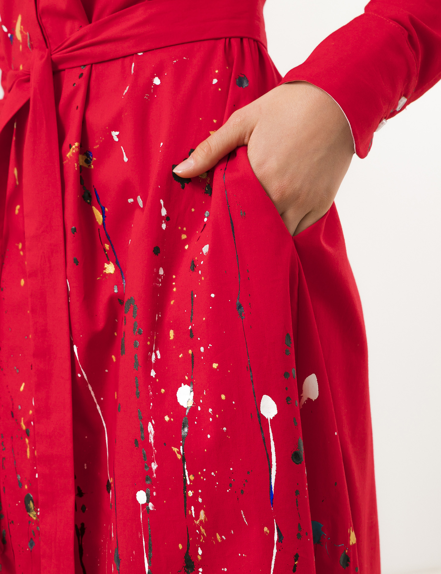 Картинка Червона сукня-сорочка з візерунком