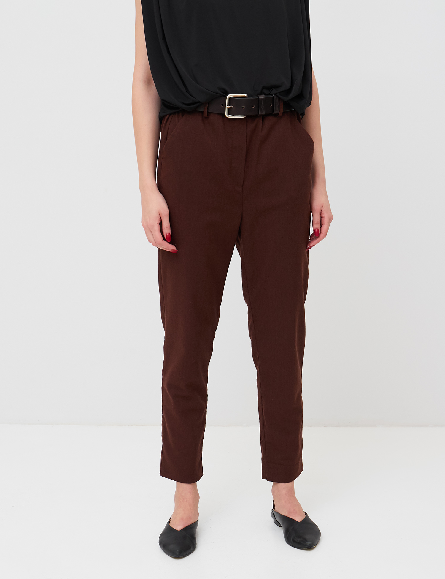 Картинка Жіночі коричневі лляні брюки