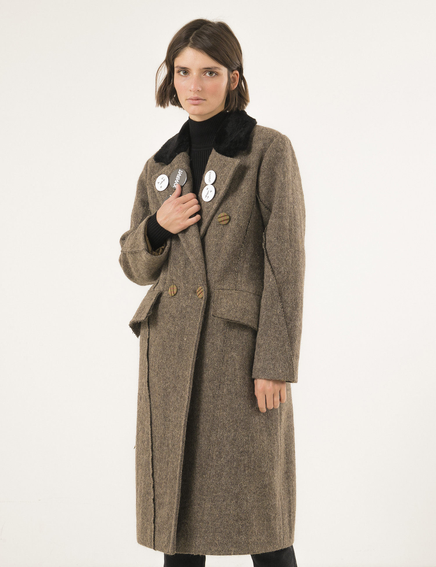 Картинка Жіноче сіро-чорне пальто
