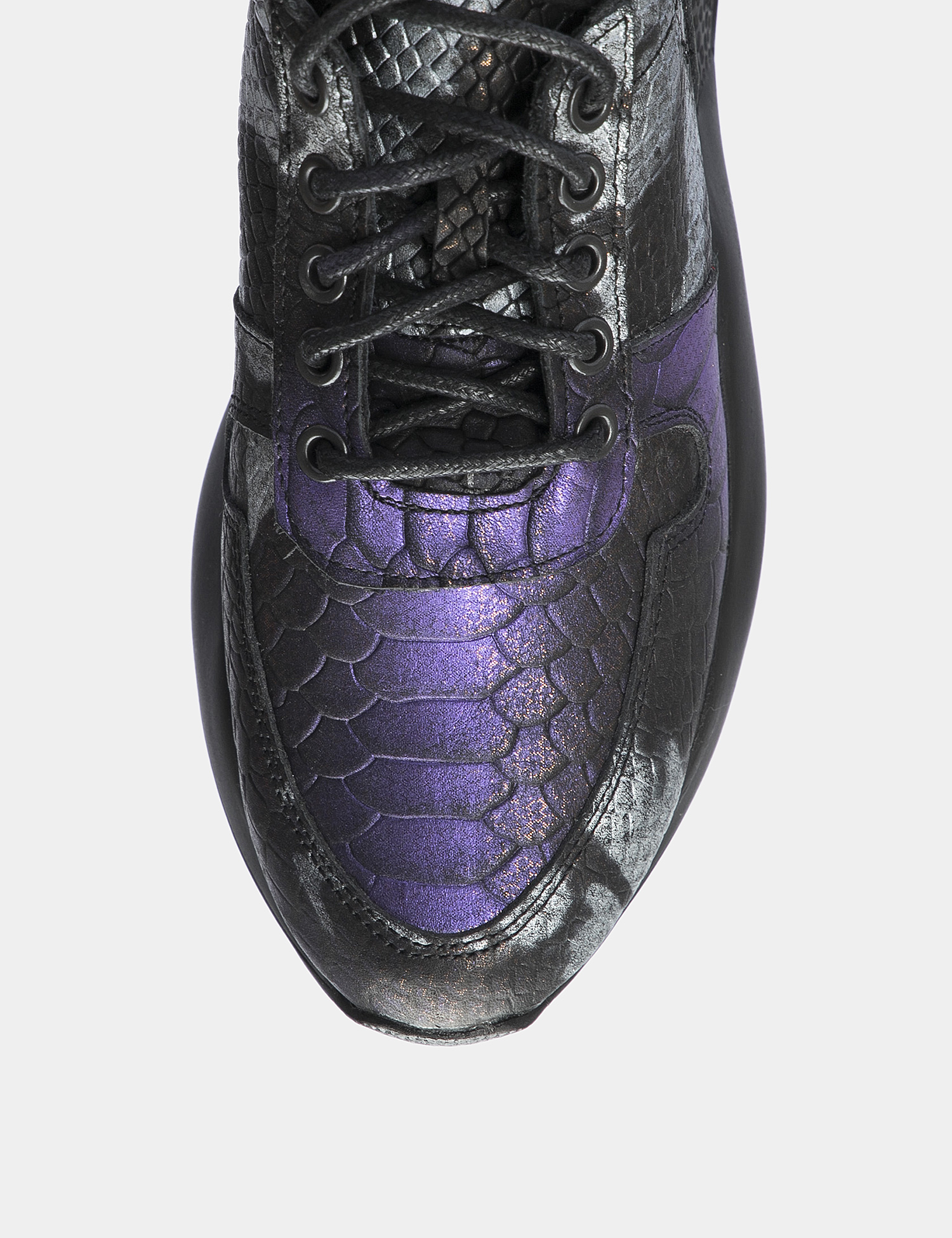 Картинка Жіночі фіолетово-срібні шкіряні кросівки