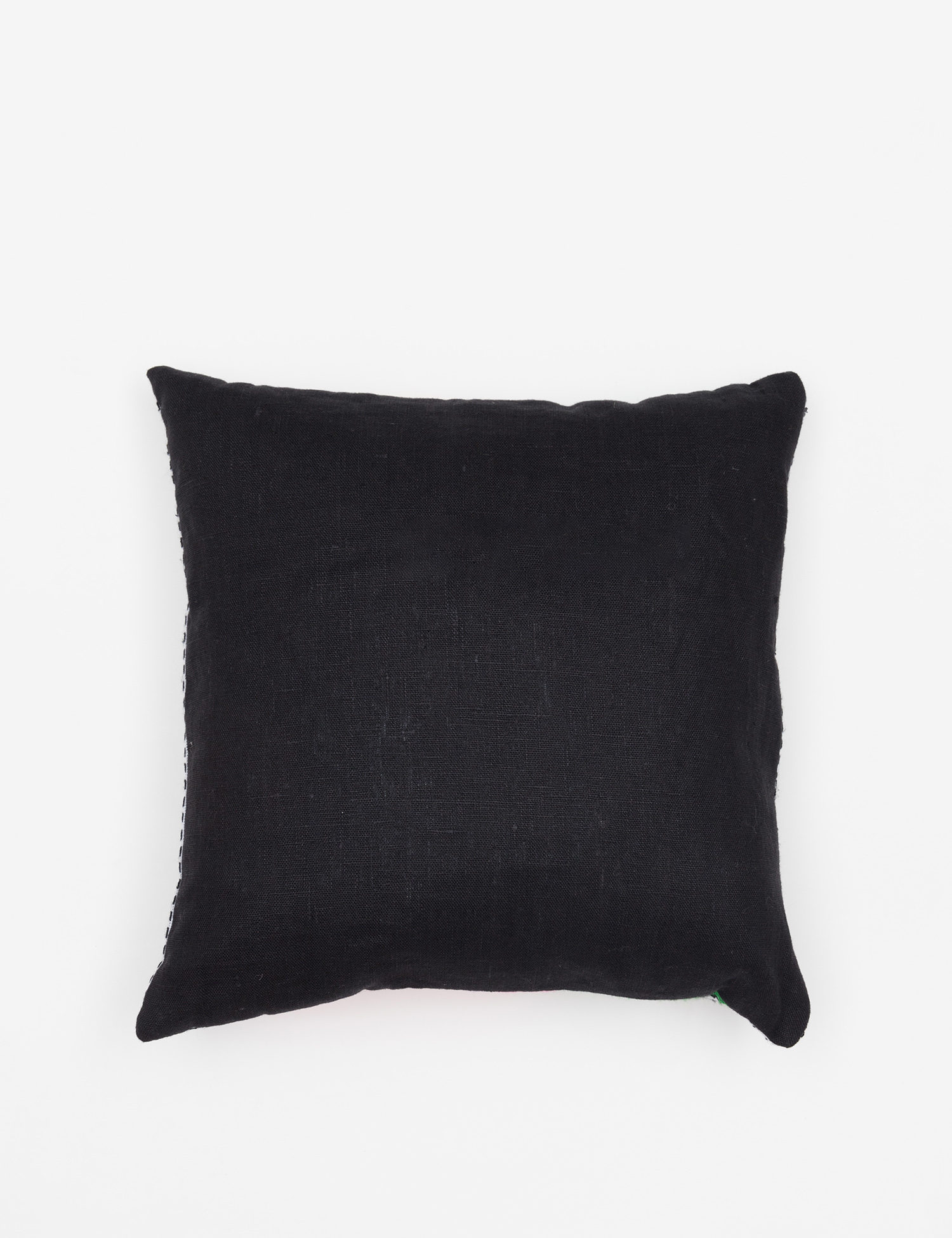 Картинка Чорна лляна подушка з вишивкою 40*40 см
