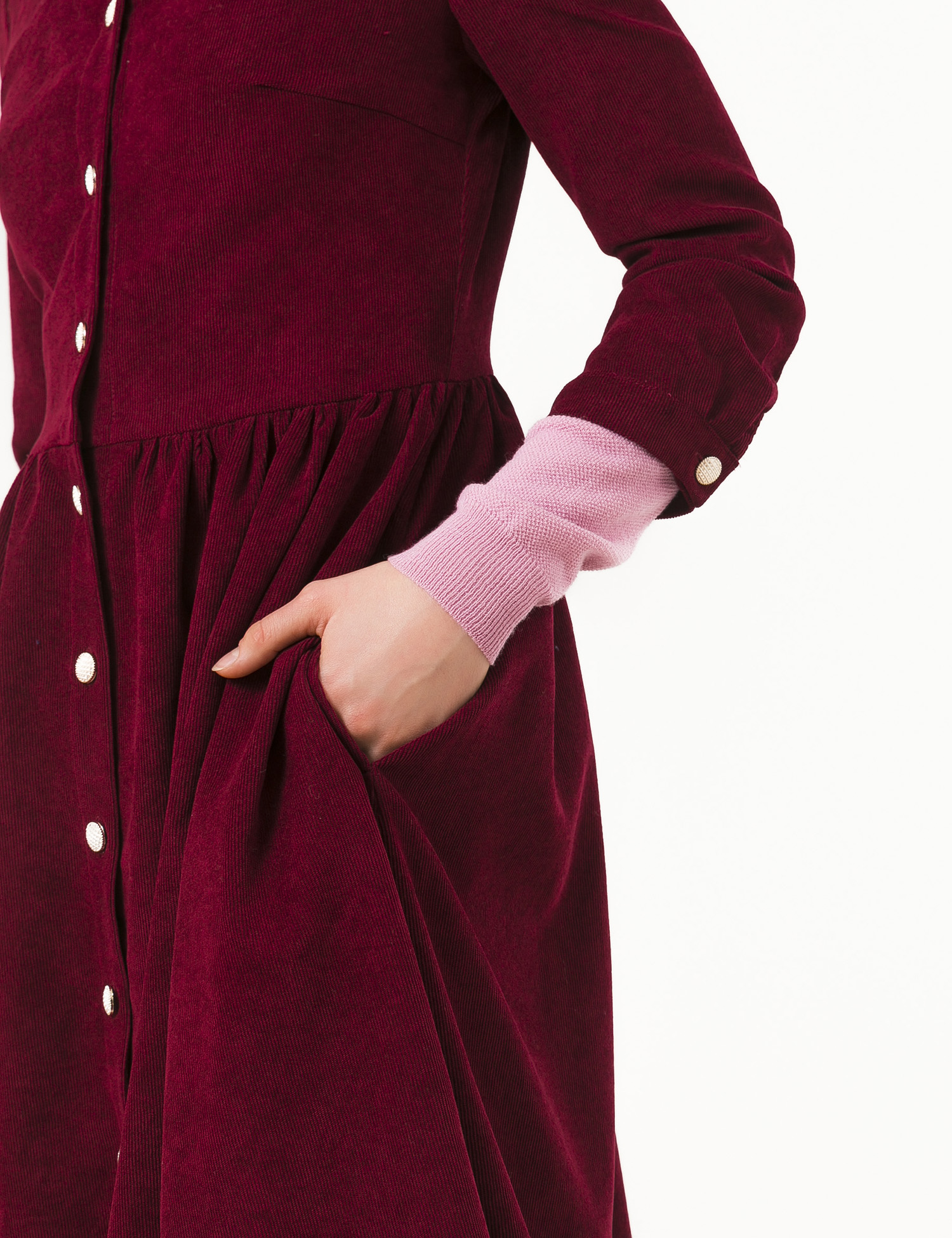 Картинка Бордова сукня з ґудзиками