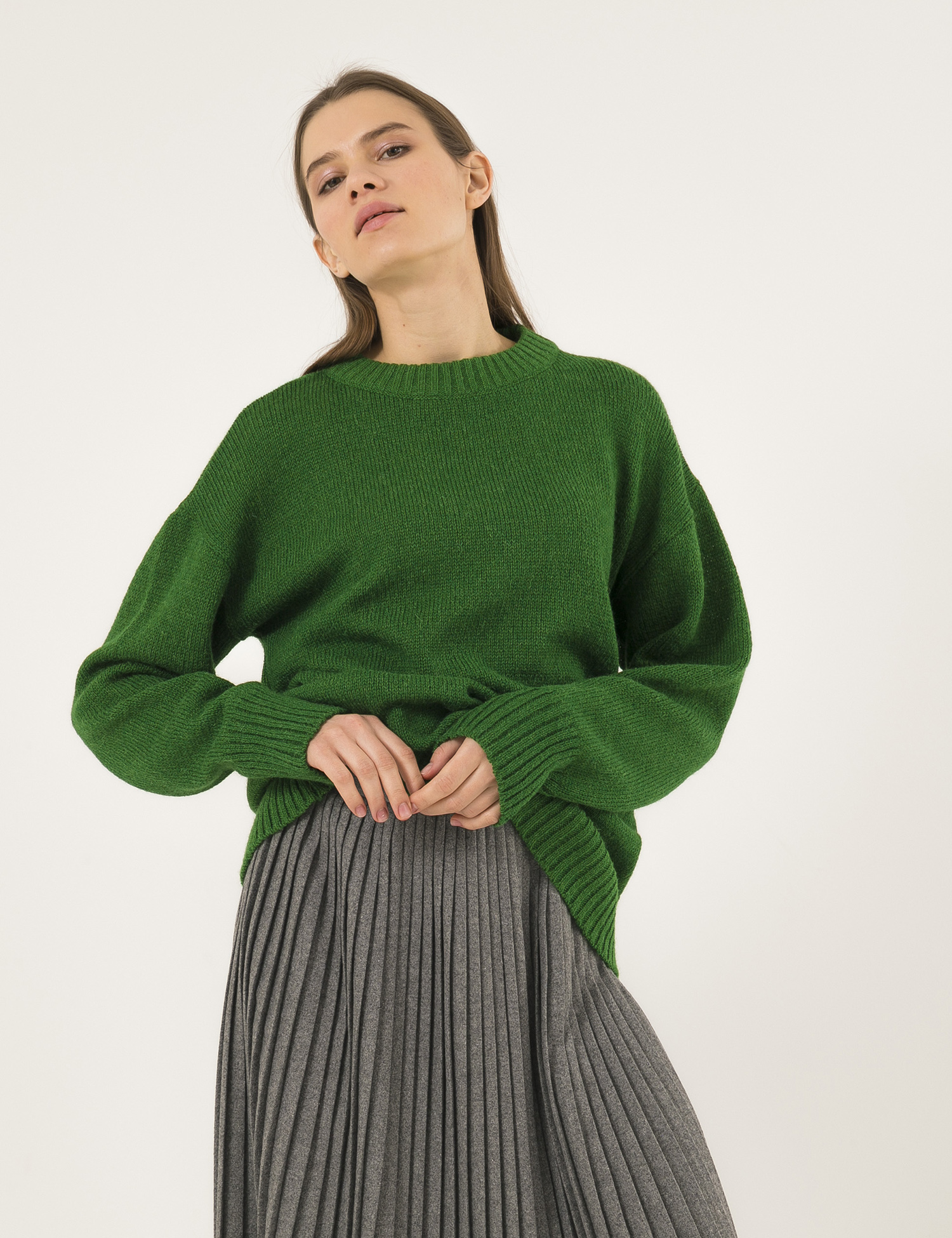 Картинка Жіночий зелений в'язаний светр