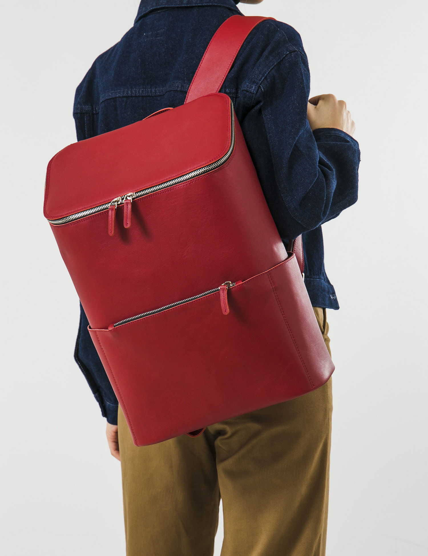 Картинка Жіночий червоний шкіряний рюкзак
