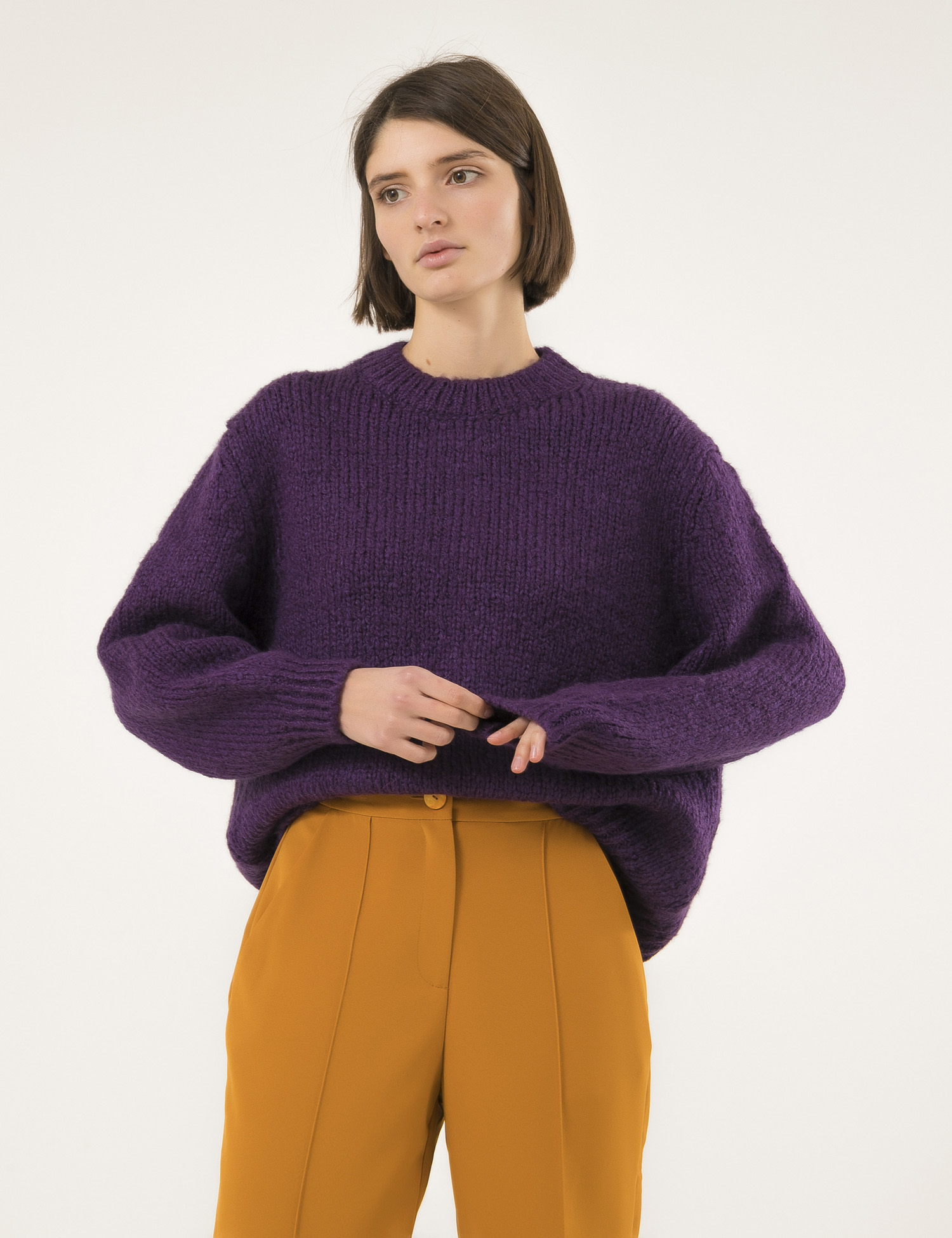 Картинка Жіночий фіолетовий в'язаний светр