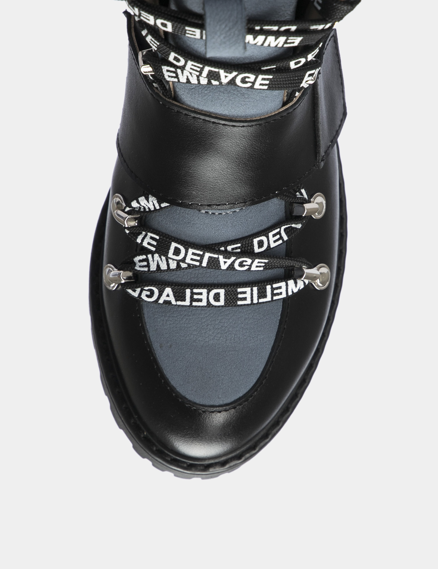 Картинка Жіночі чорно-блакитні шкіряні черевики