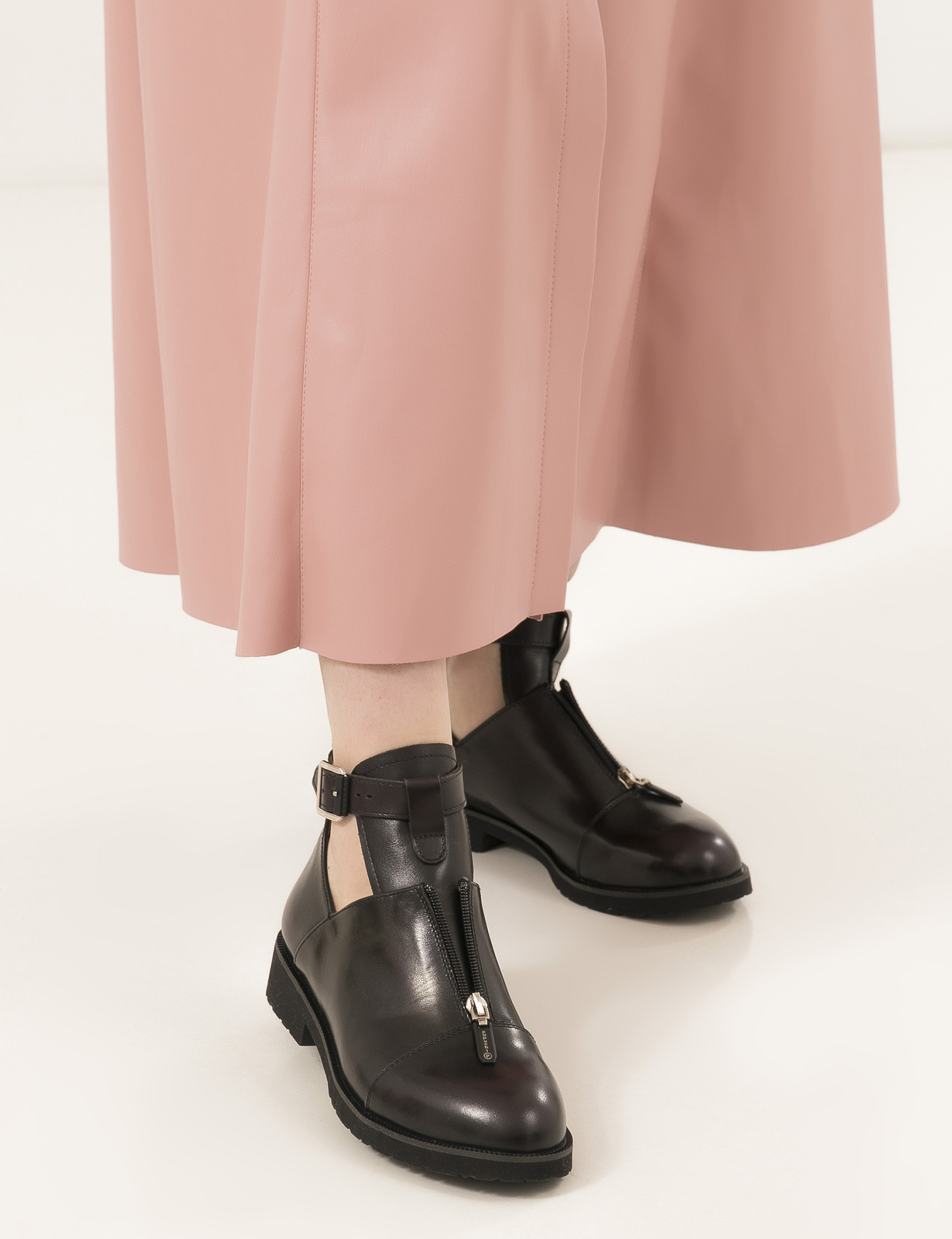 Картинка Жіночі темно-бордові шкіряні черевики