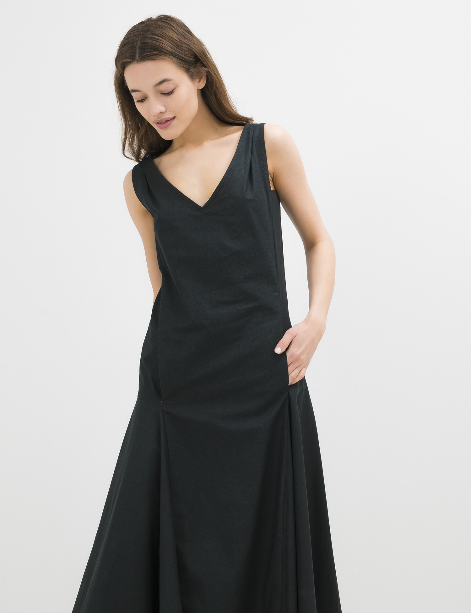 Картинка Чорний лляний сарафан