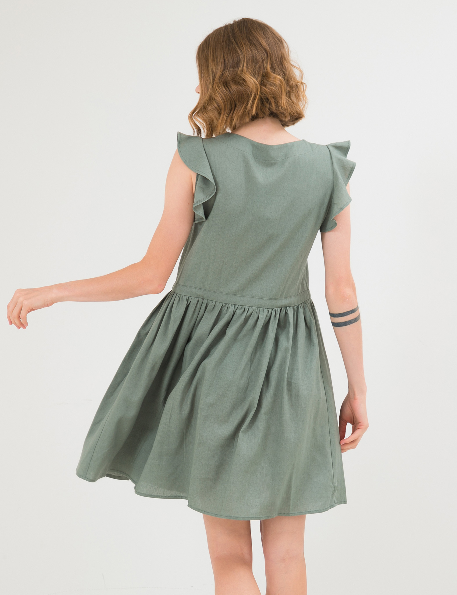Картинка Зелена лляна сукня