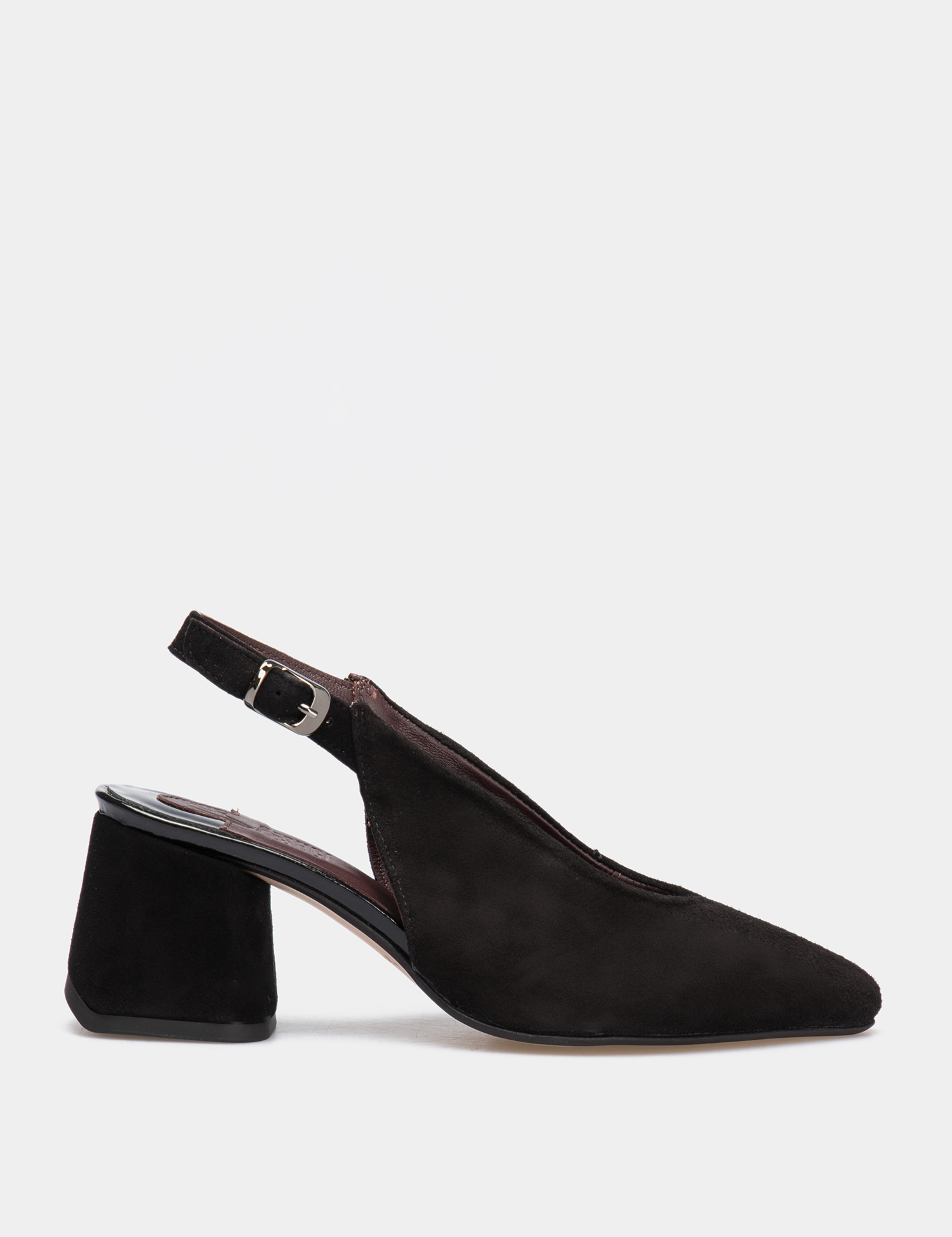 Картинка Жіночі чорні замшеві туфлі на підборах